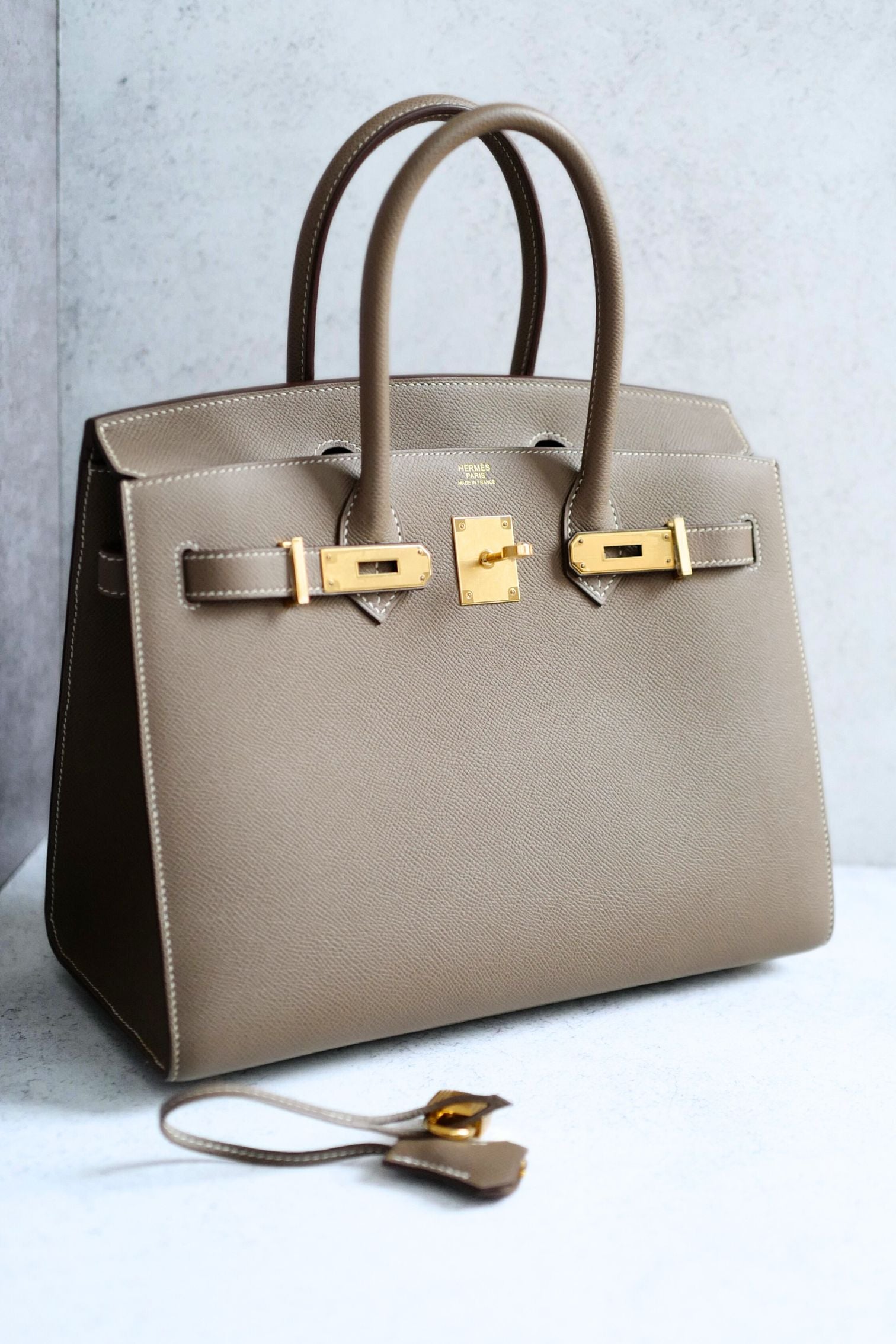 Hermès Birkin 30 Etoupe Epsom Leather Sellier with Gold HW Stamp Z