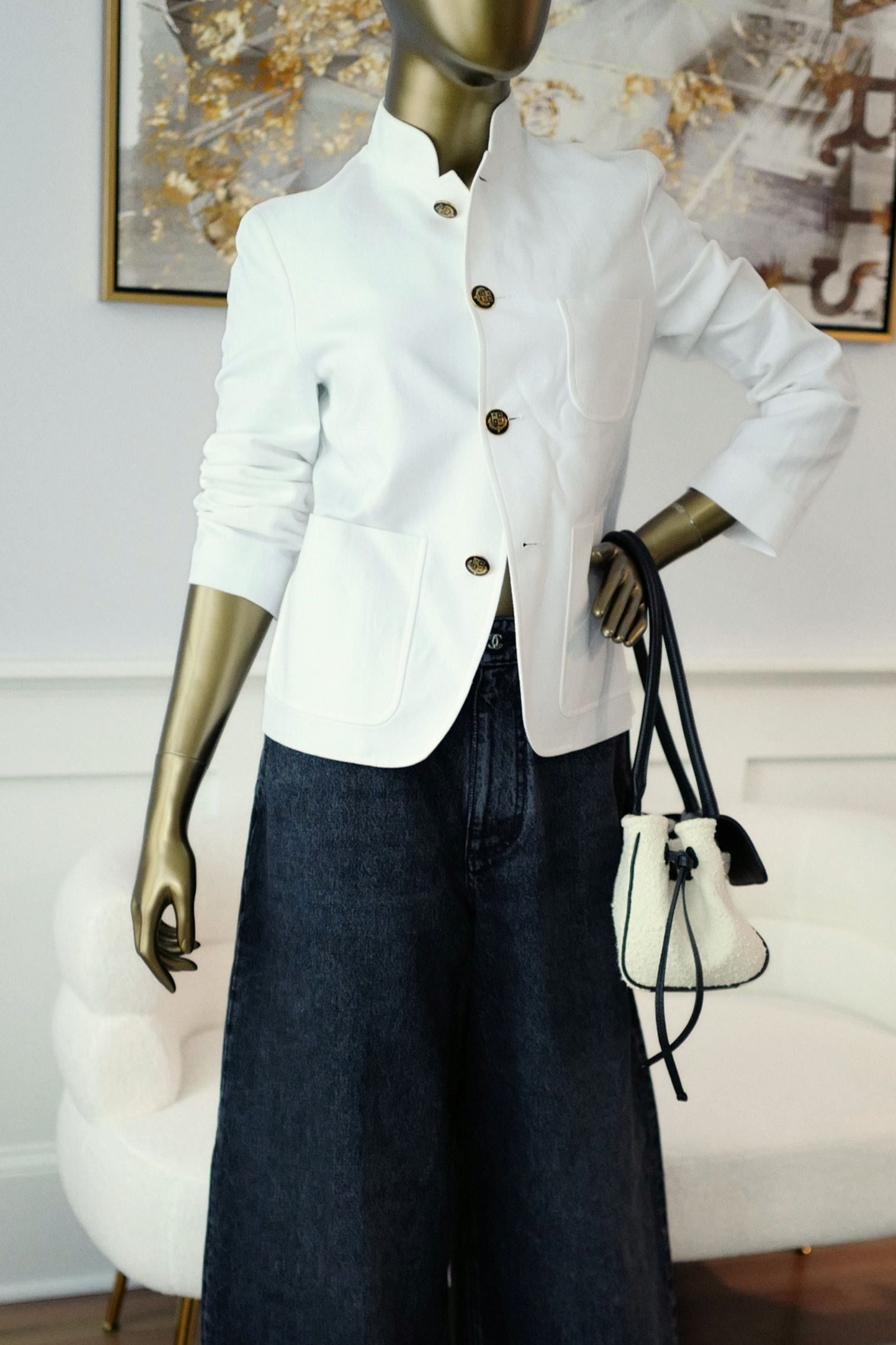 New Loro Piana Spagna Mini Jacket Linen White size 40