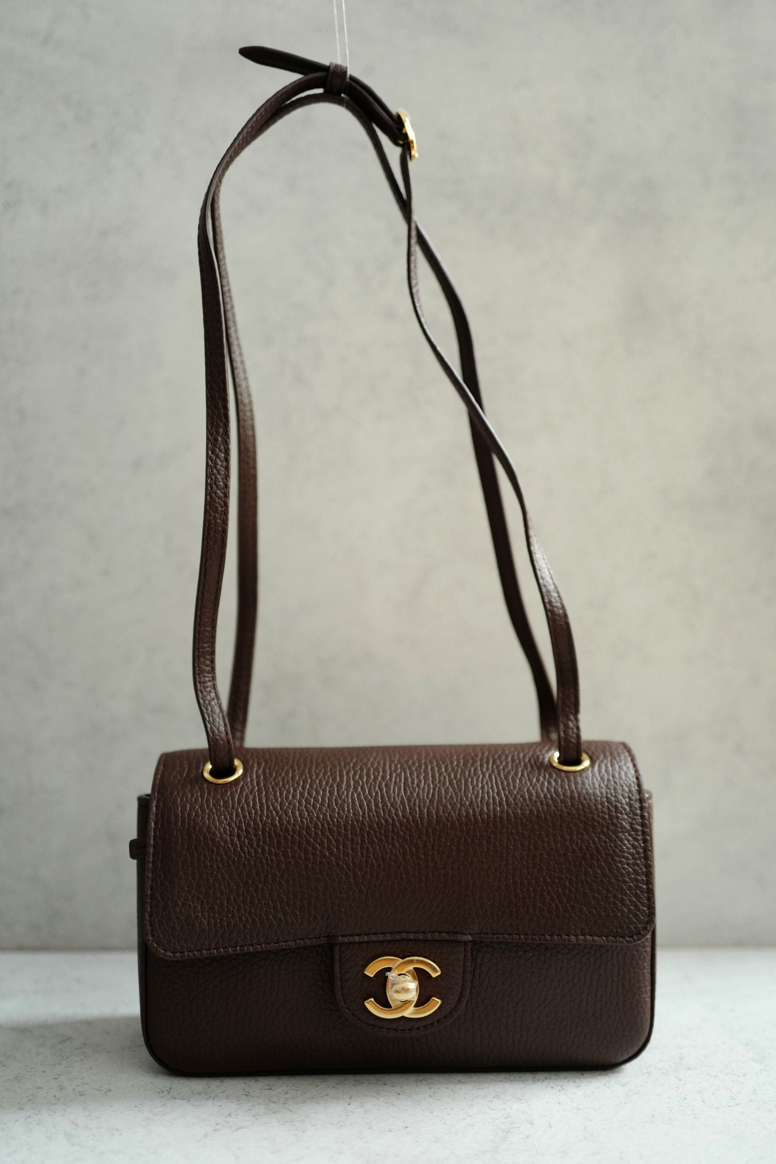 Chanel 26B Pre Fall Winter Mini Flap Bag Chocolate Brown Grained Calfskin GHW