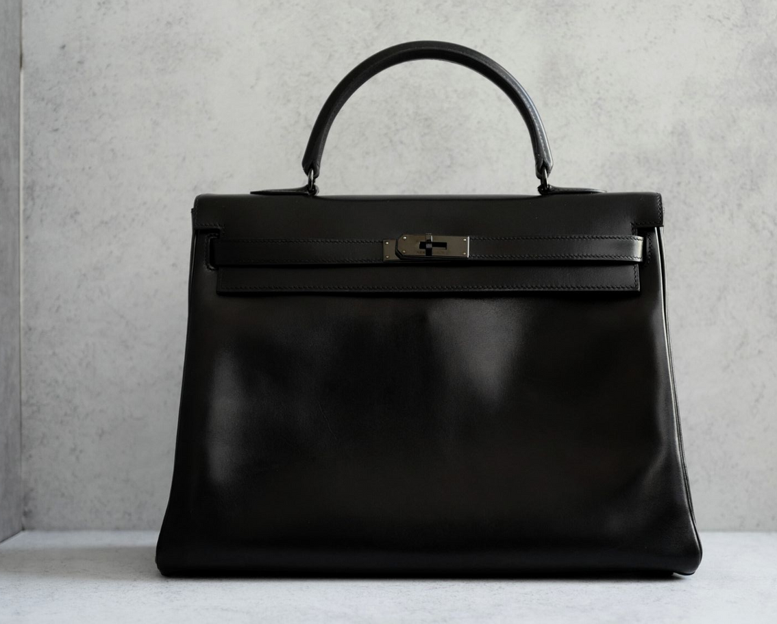 Hermès Kelly 35 So Black Box Calfskin with Black PVD Hardware Limited Edition