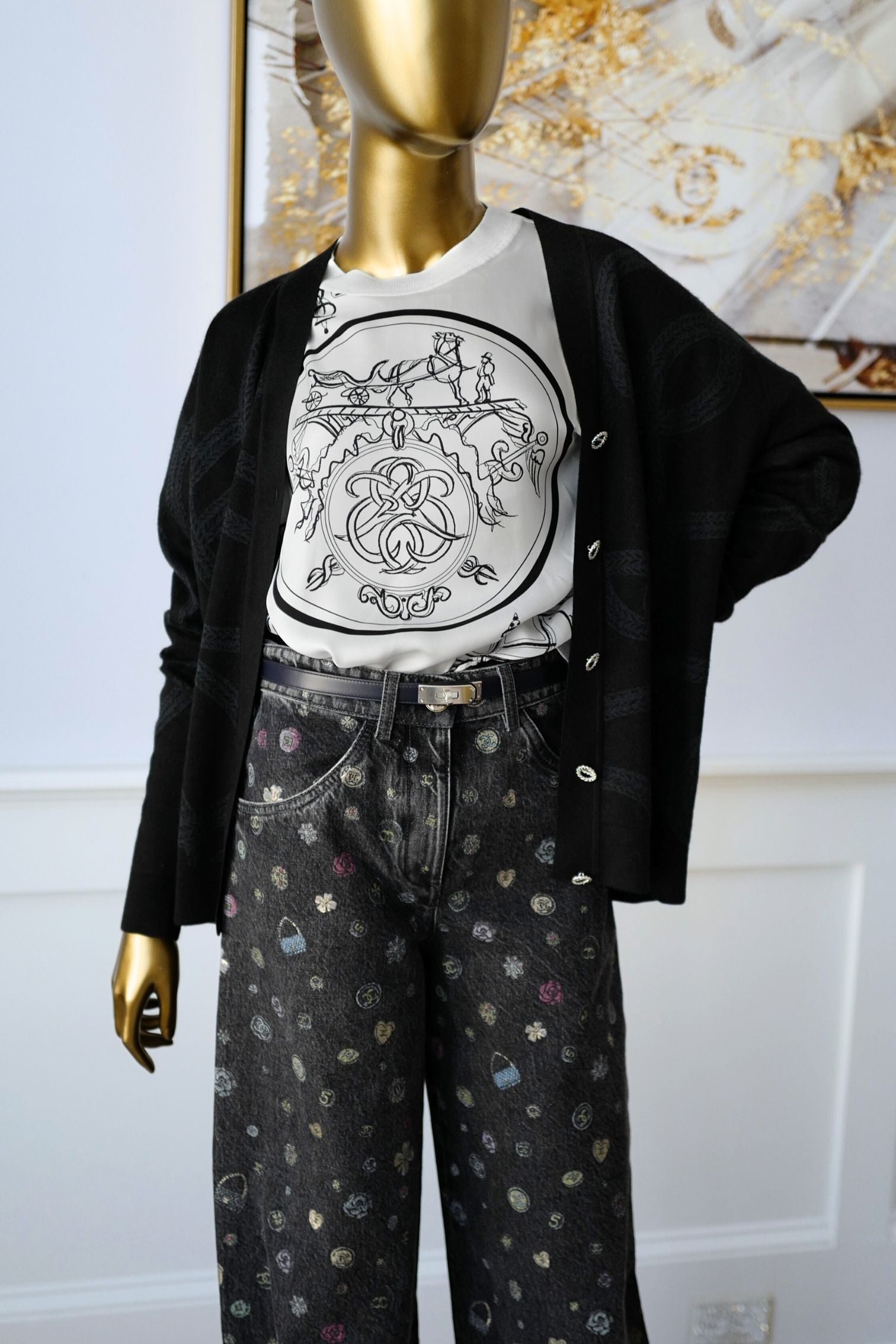 Hermès Palefroi Double Face Knit Cardigan Noir Cashmere Silk Size 36