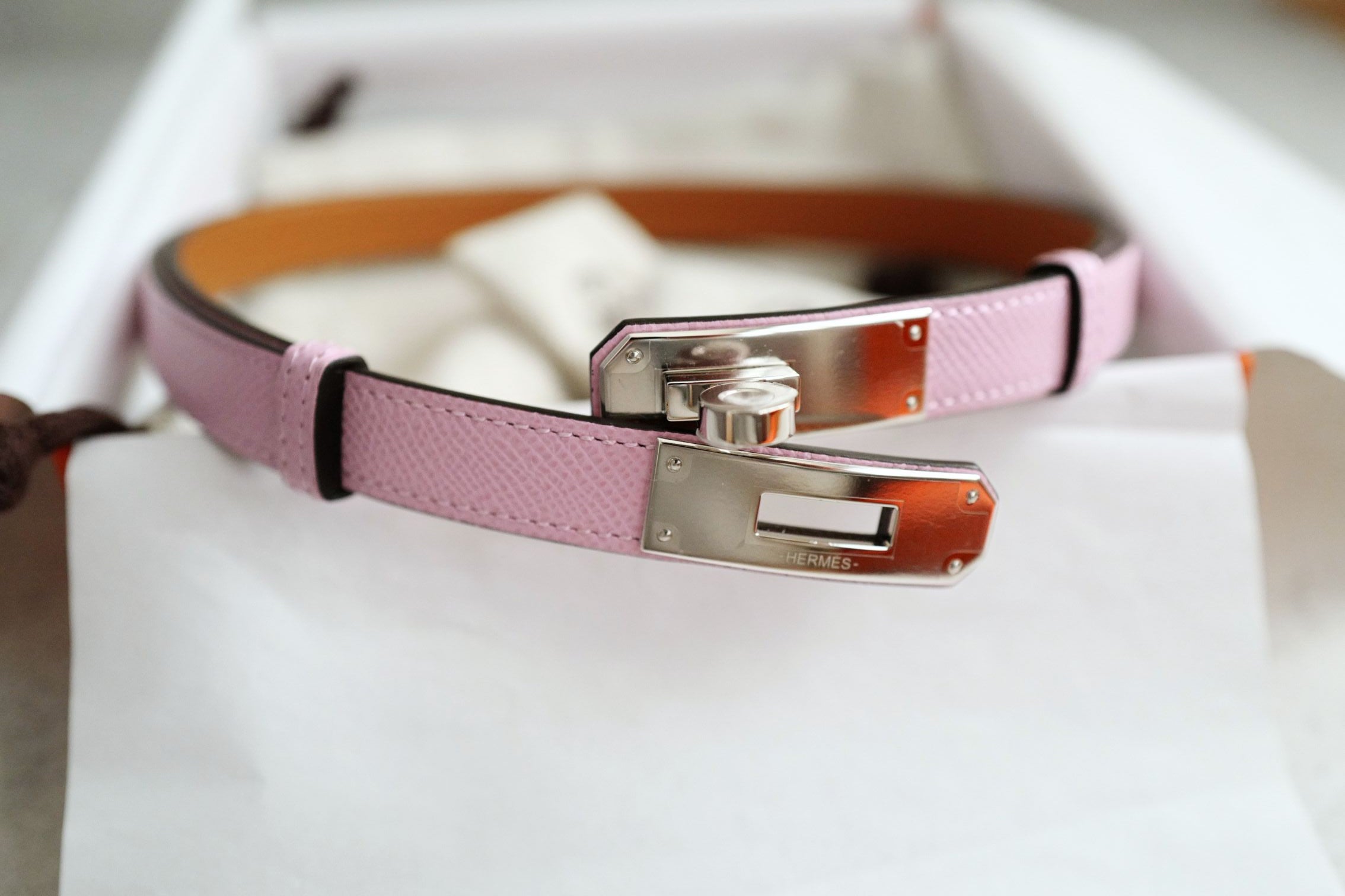 BNIB Hermès Kelly 18 Belt Epsom in Mauve Sylvestre Palladium Hardware 2026