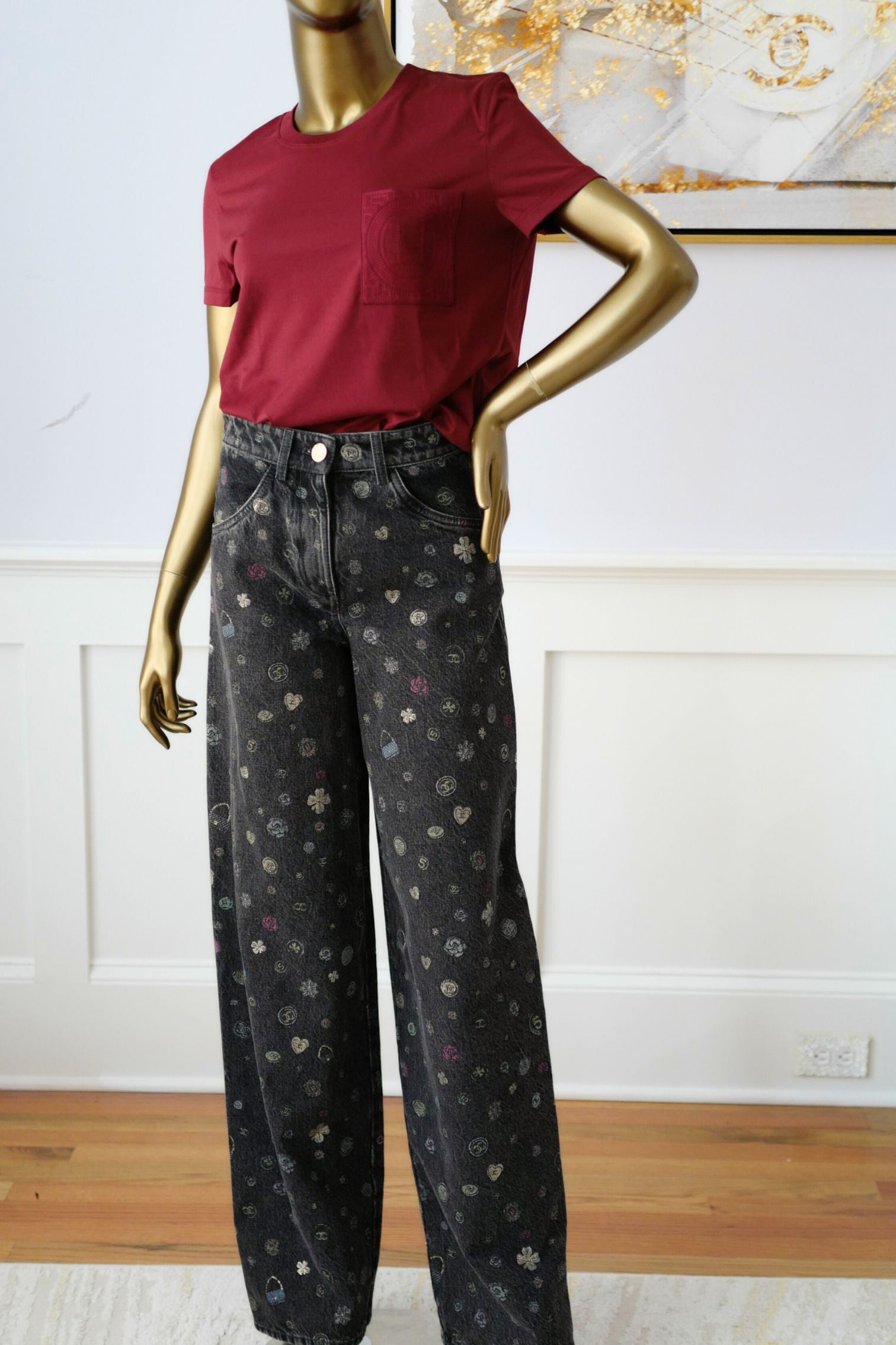 Hermès Embroidered Pocket T-Shirt Rouge Carmin Cotton Crewneck Size 36