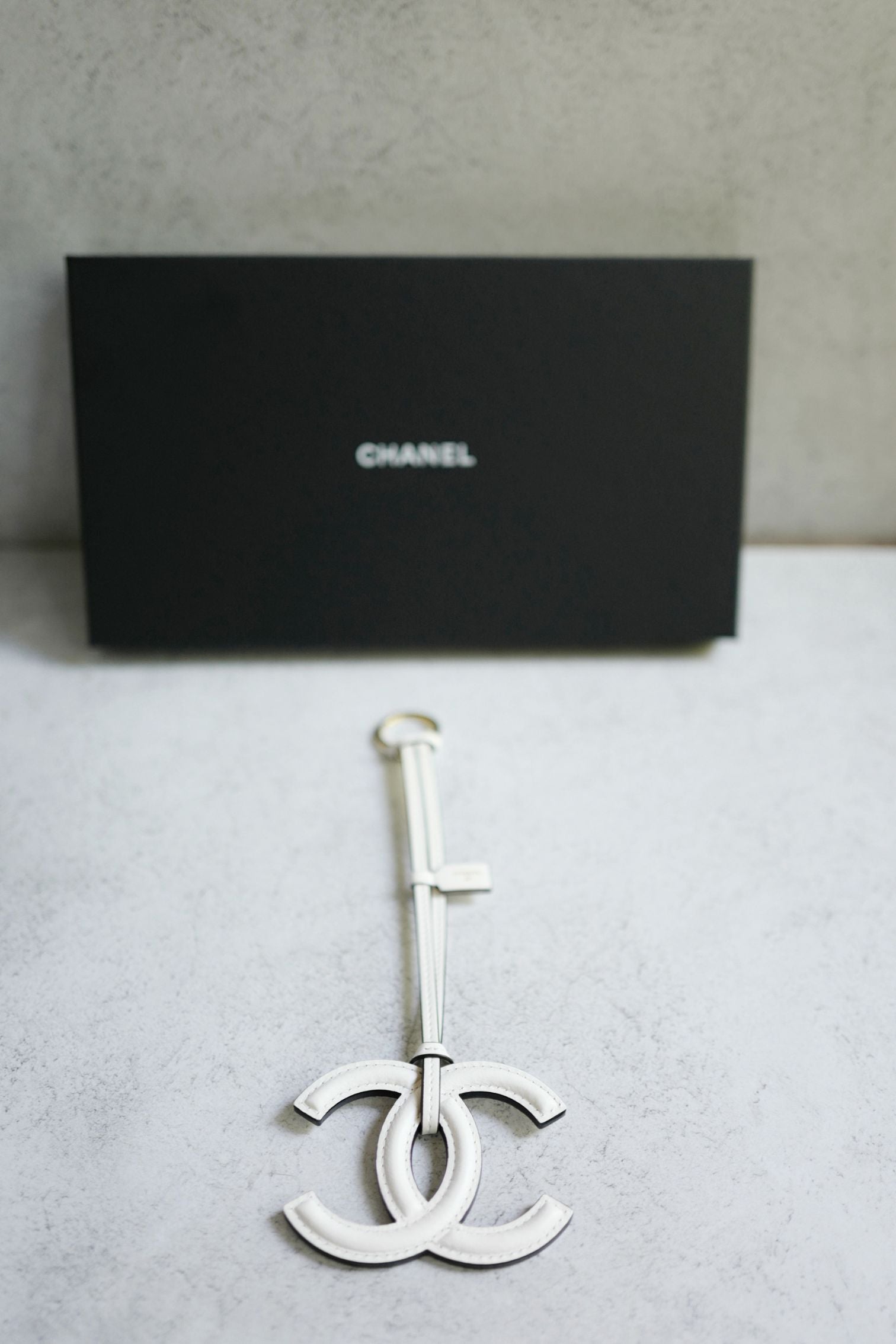 Chanel 26S Mini Bag Charm White Lambskin Leather