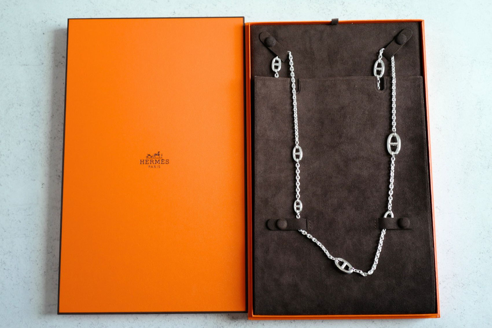Hermès Farandole Long Necklace 120 Sterling Silver