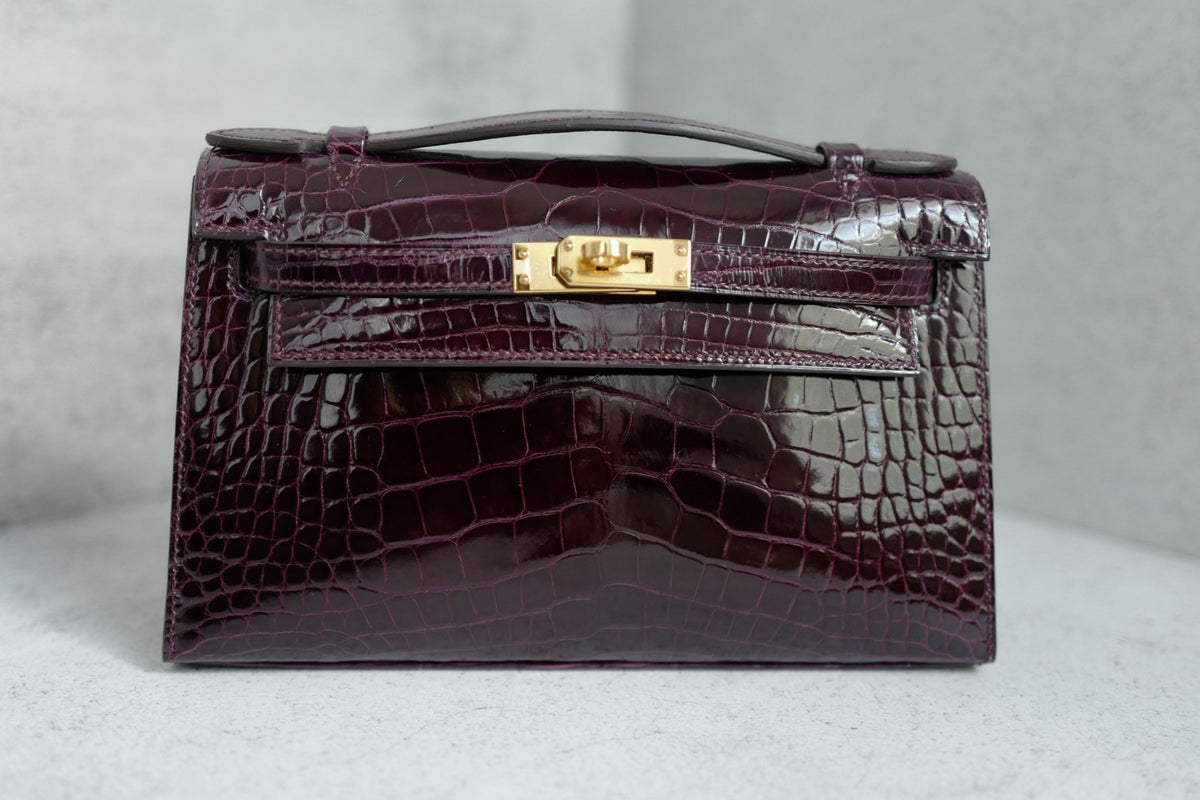Hermes Kelly Pochette Bordeaux Mississippiens Alligator GHW G Stamp 2026