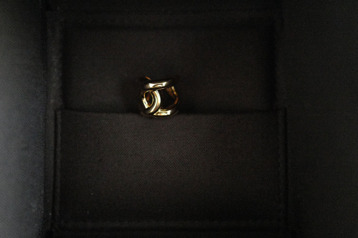 NEW Chanel 26K Ear Cuff Metal Gold Interlocking CC Logo Women Earring
