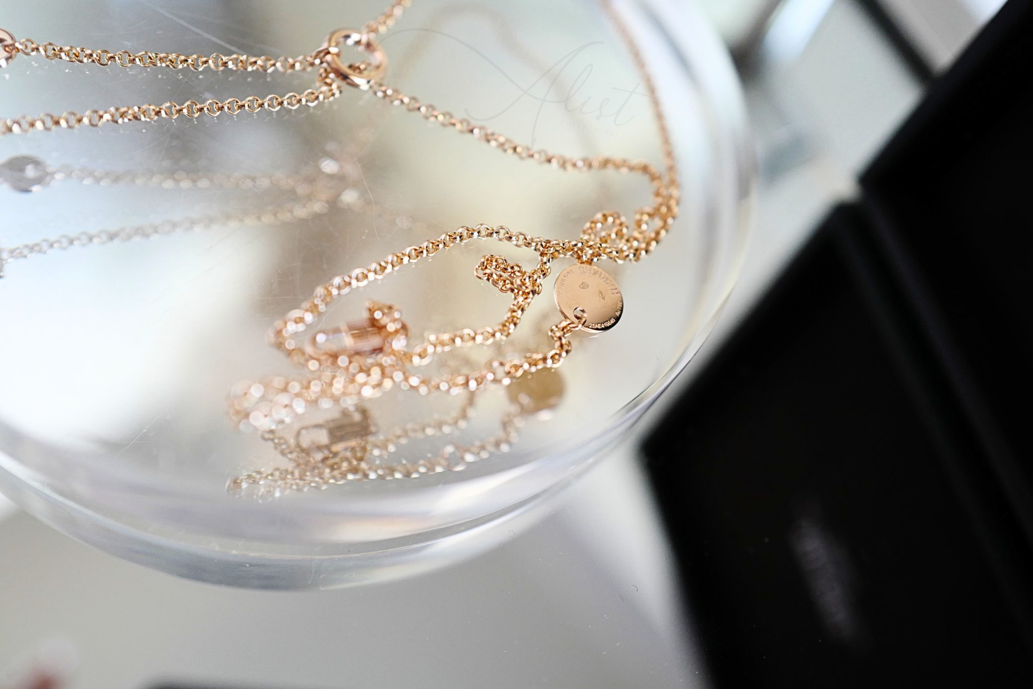 New Hermes Kelly Clochette Necklace pm dia 18k Rose Gold With Diamonds $11K