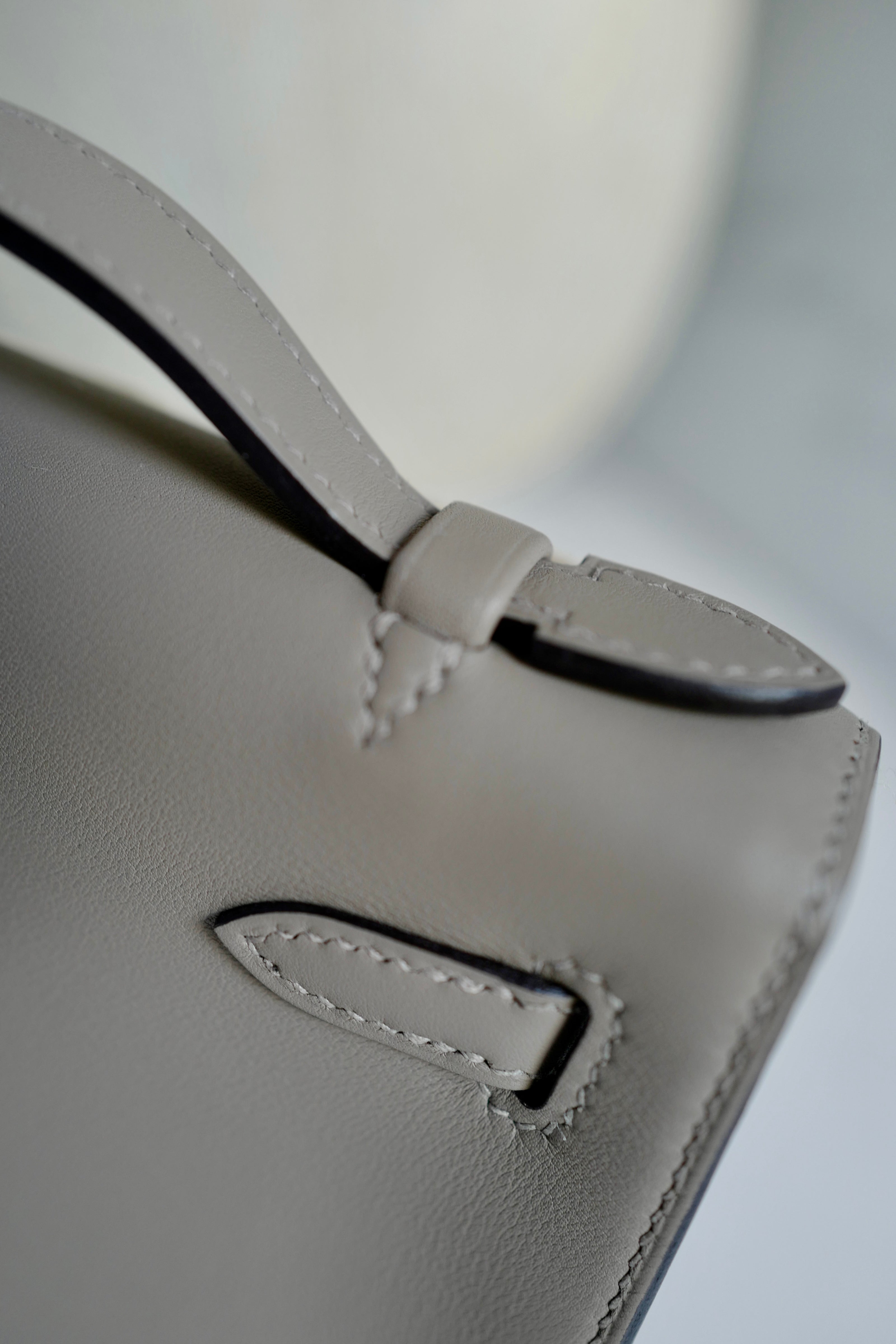 BNIB Hermes Kelly Pochette HSS Gris Asphalt/Black PHW W Complete Rec