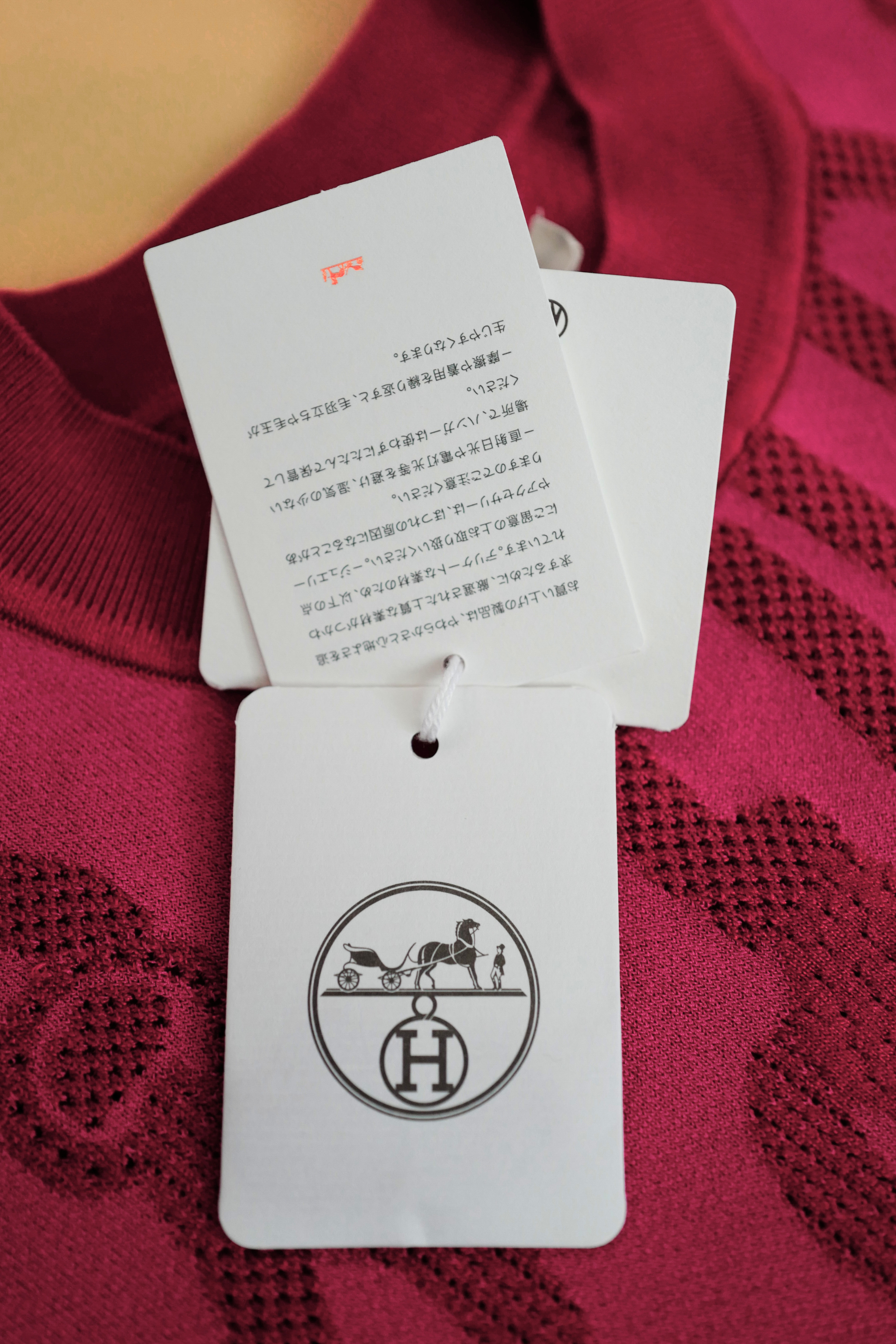 NEW Hermès Palefroi Remix Short Sleeve Sweater Rose Framboise Pink Size 36