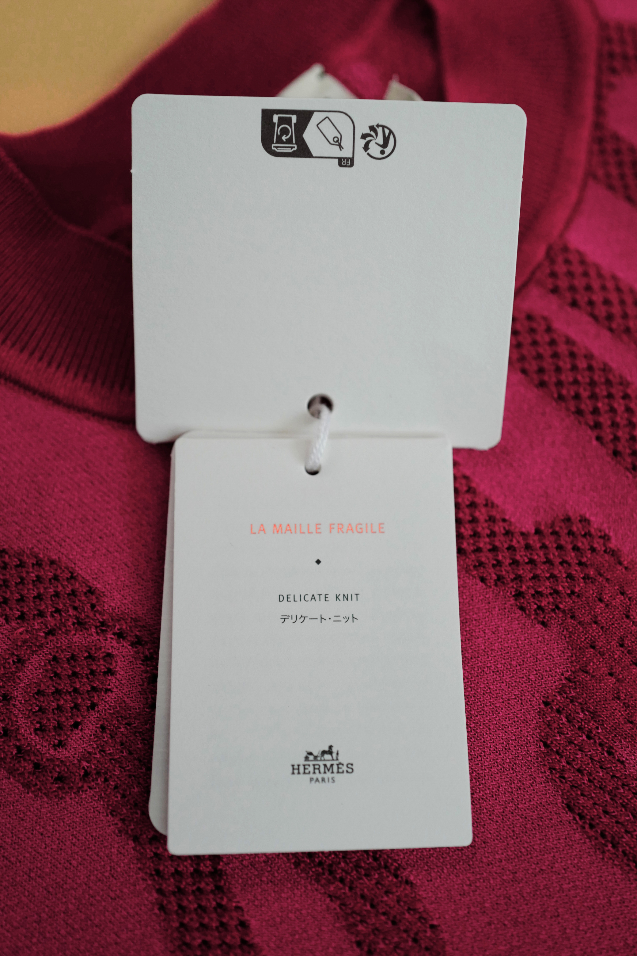 NEW Hermès Palefroi Remix Short Sleeve Sweater Rose Framboise Pink Size 36