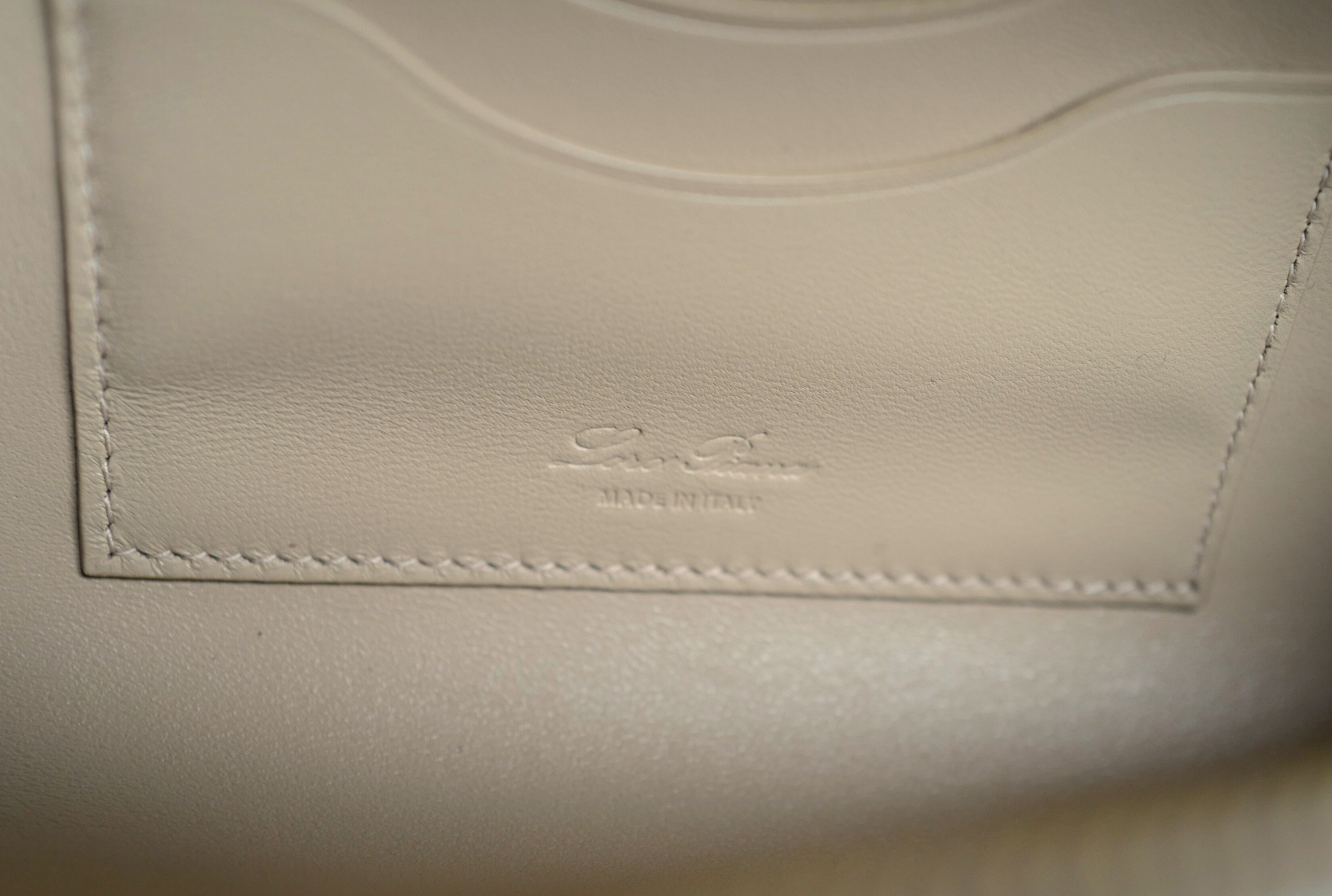 Loro Piana Extra Clutch L29 Light Mastic Calfskin with Sun Gold Hardware