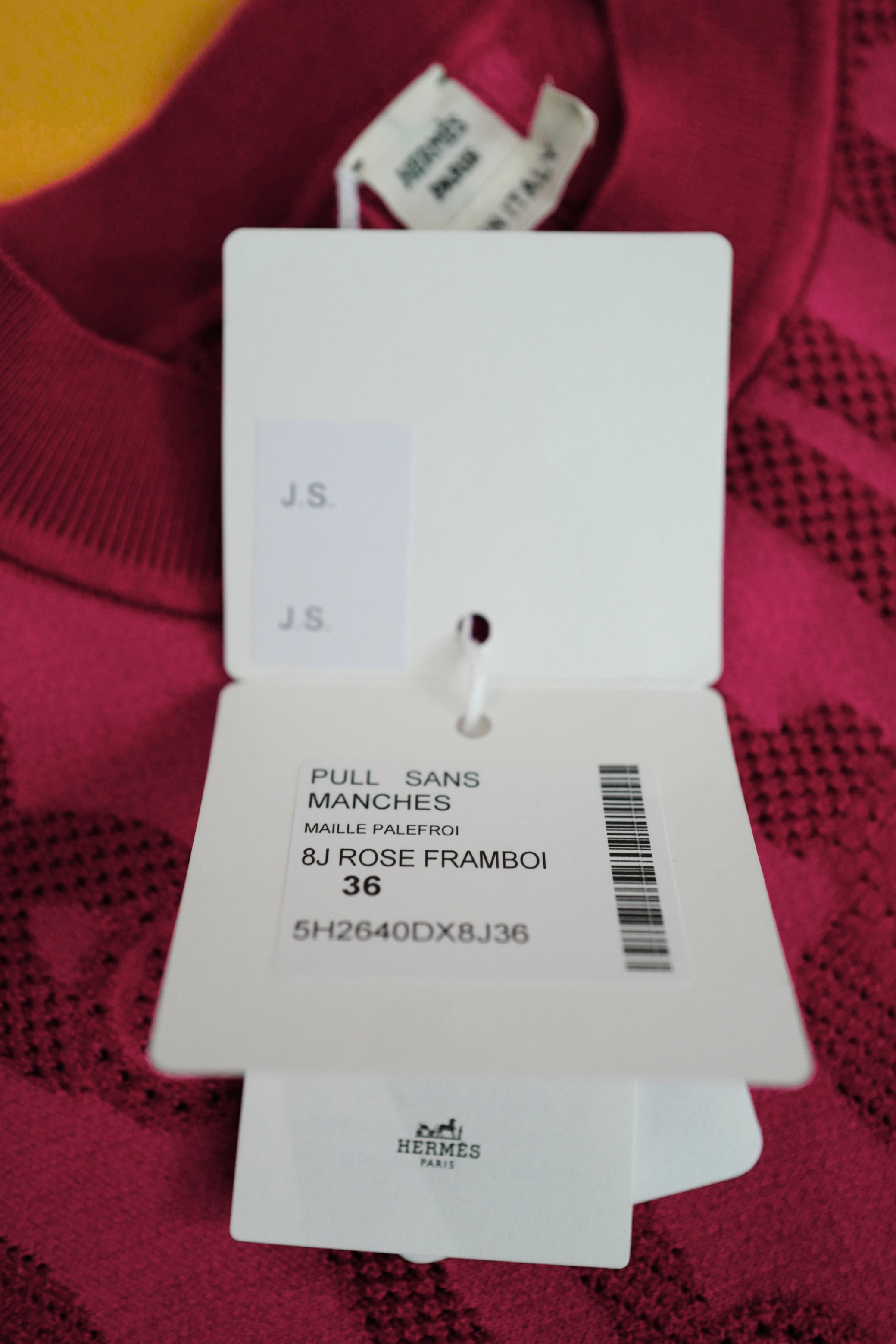 NEW Hermès Palefroi Remix Short Sleeve Sweater Rose Framboise Pink Size 36