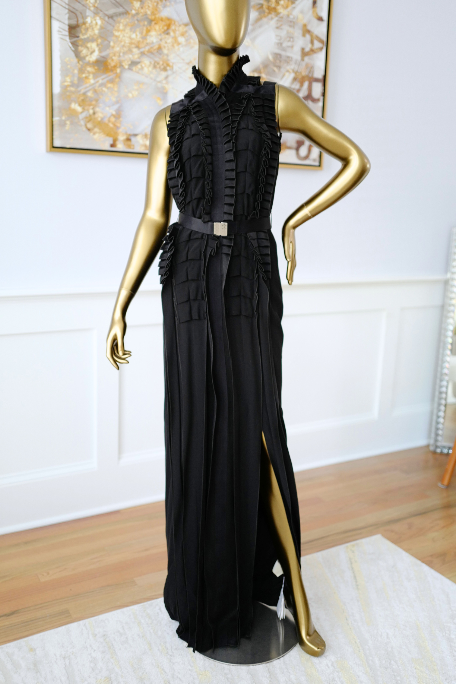 Hermes Long Pleated Dress Noir Size 34 Runway FW23 Limited Edition -SOLD OUT
