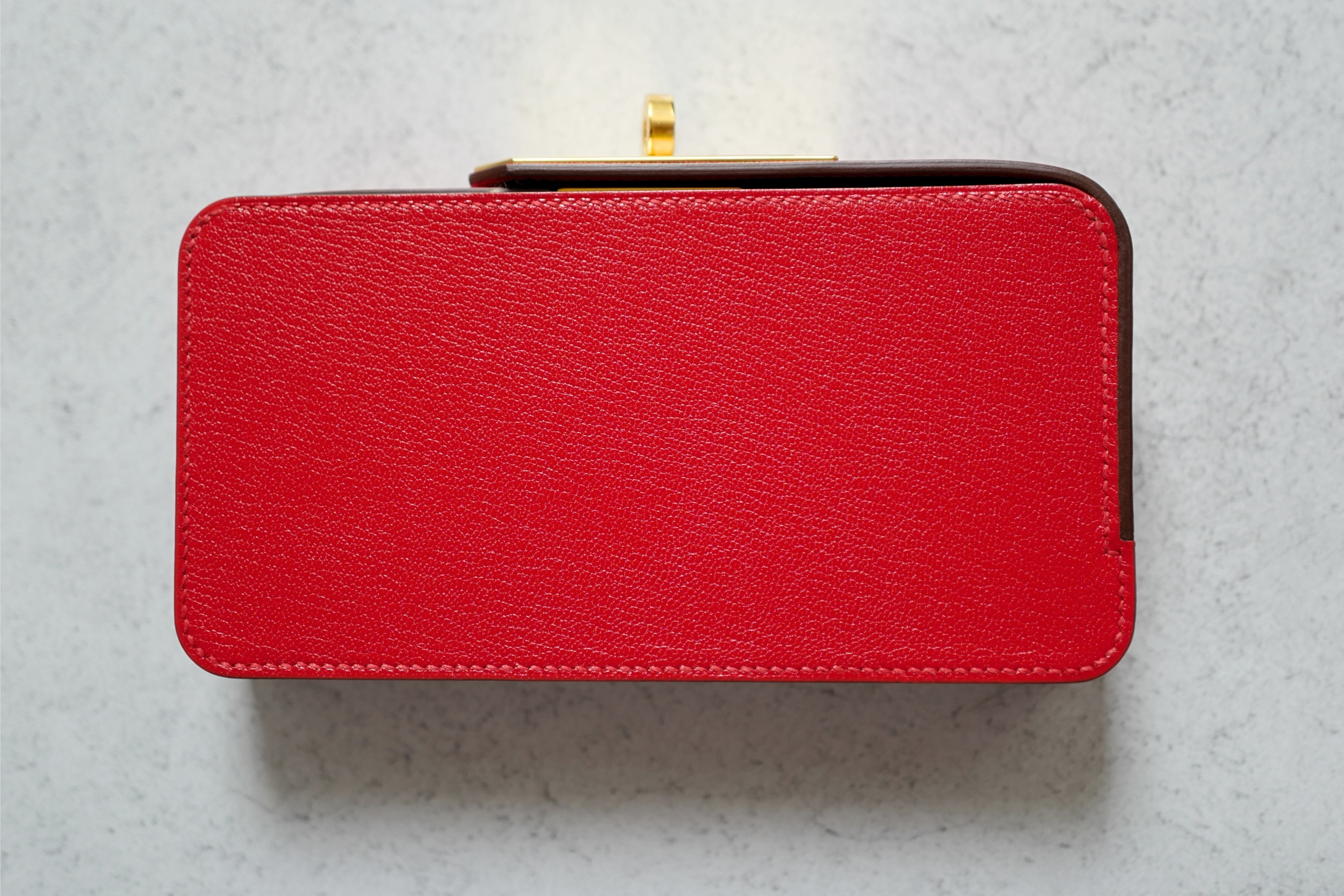 Hermès Clutch Sanglons Rouge de Cœur Chamkila Goatskin Gold Hardware