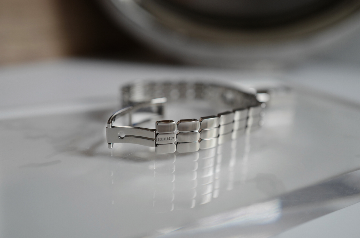 BNIB Hermes Kelly Watch Mini Model, 16 mm, Diamond Stainless Steel Bracelet