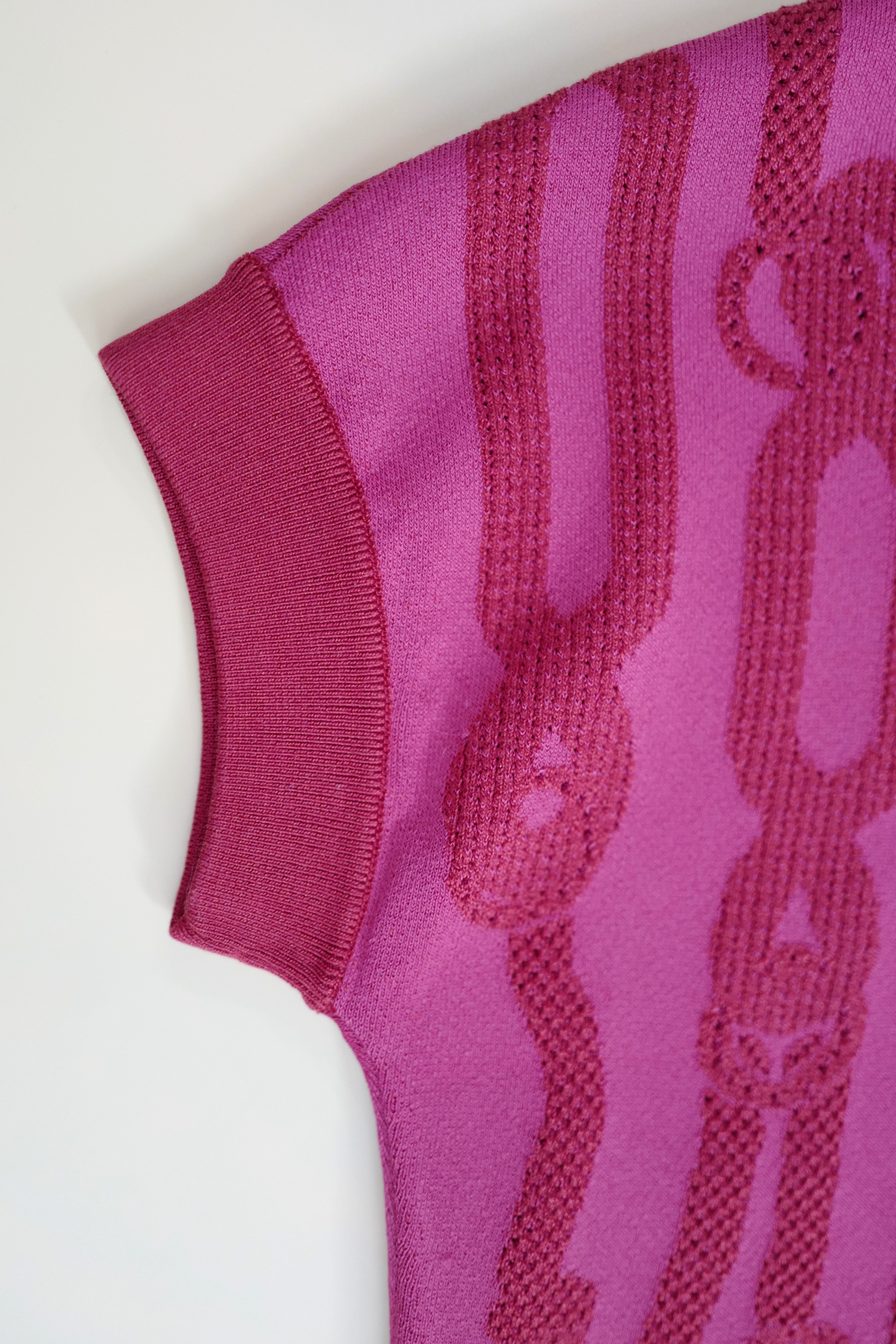 NEW Hermès Palefroi Remix Short Sleeve Sweater Rose Framboise Pink Size 36