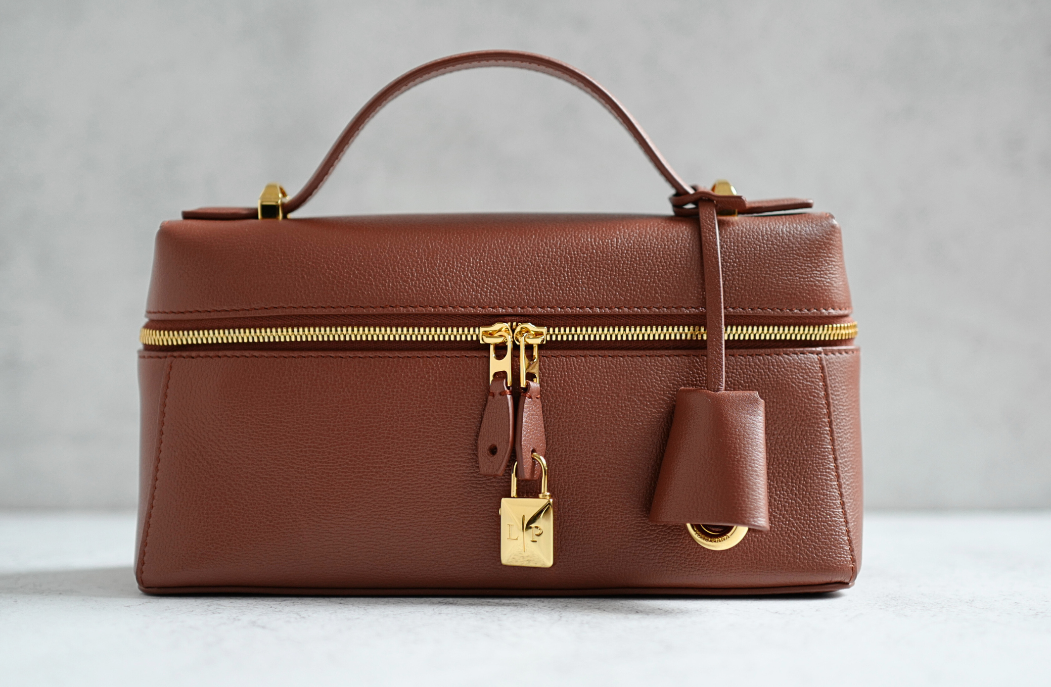 NEW Loro Piana Extra Bag L23 Burnt Tan Sun Gold Calfskin Leather Crossbody Bag