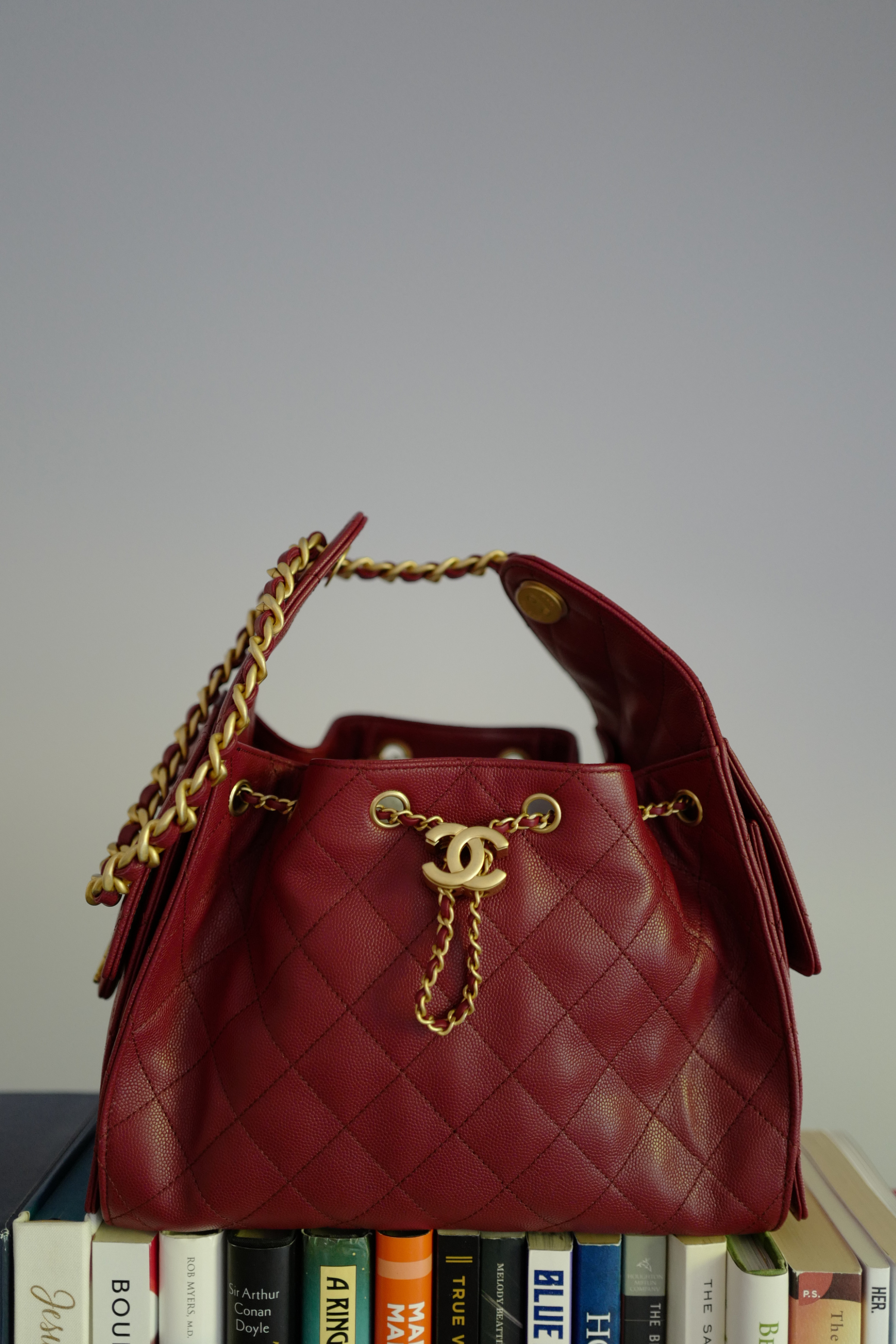 BNIB Chanel 25K Small Hobo Bag Red Grained Calfskin with Gold Hardware