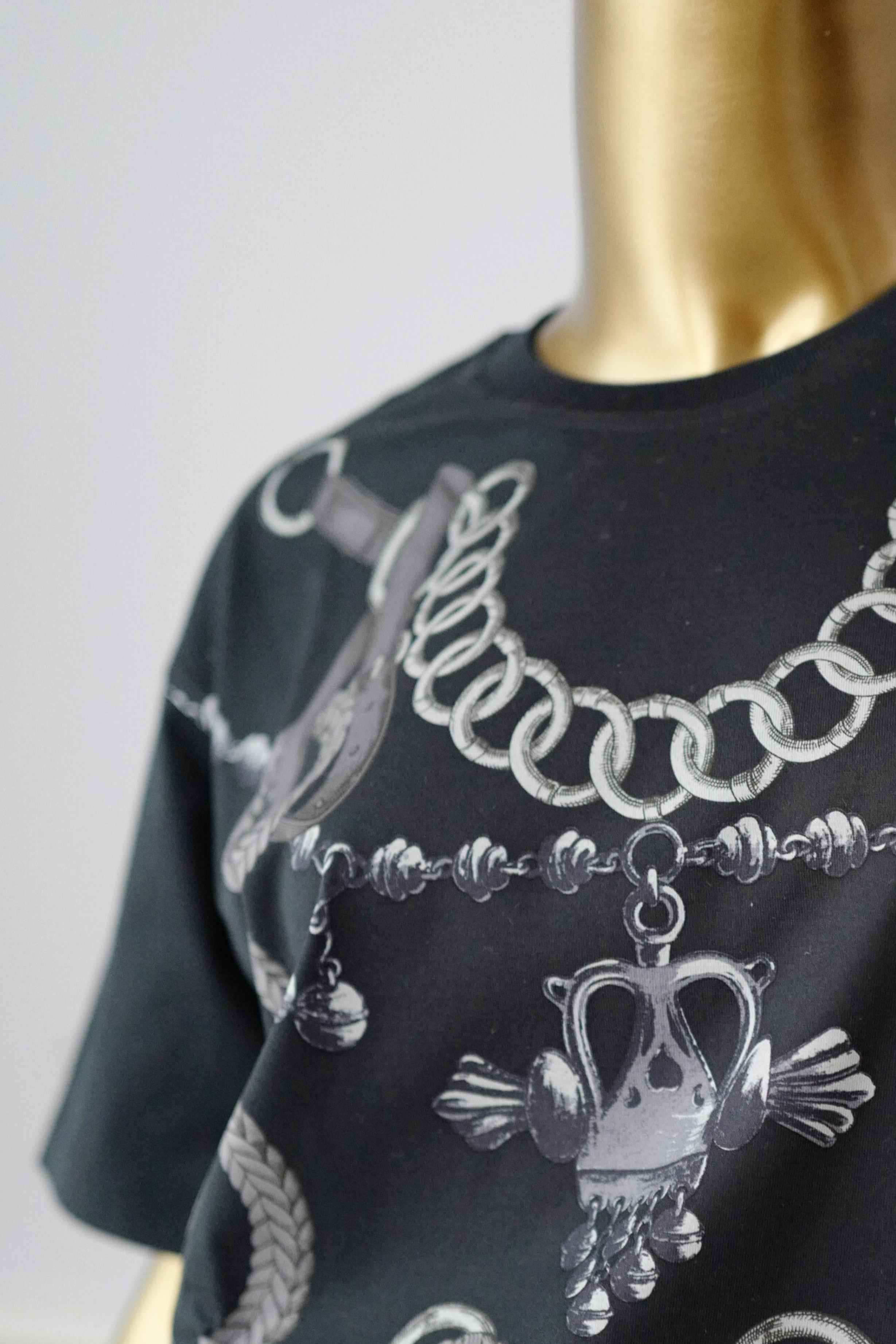 NEW Hermès Palefroi Remix Maxi Imprimé T-Shirt Black Cotton Size 36