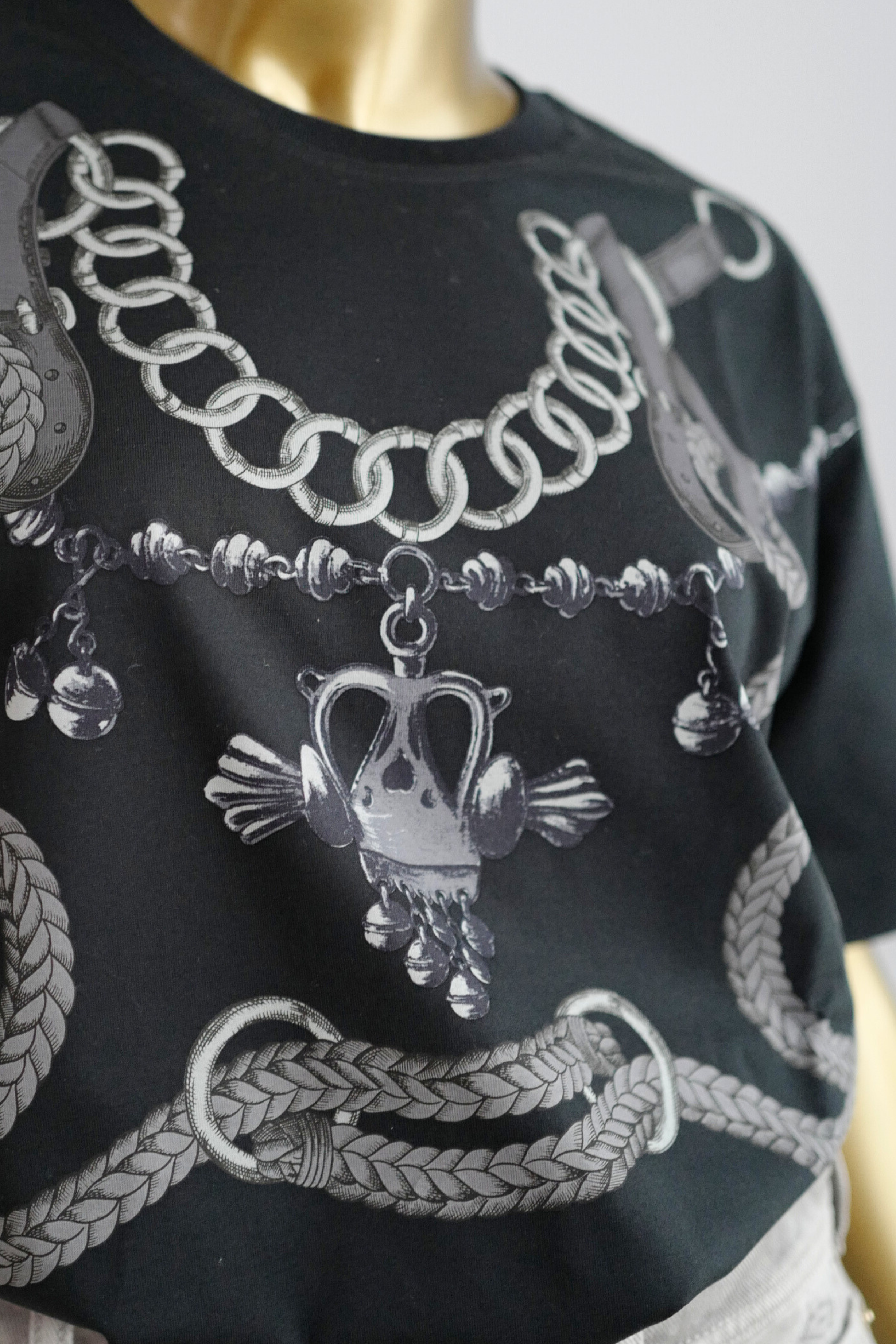 NEW Hermès Palefroi Remix Maxi Imprimé T-Shirt Black Cotton Size 36