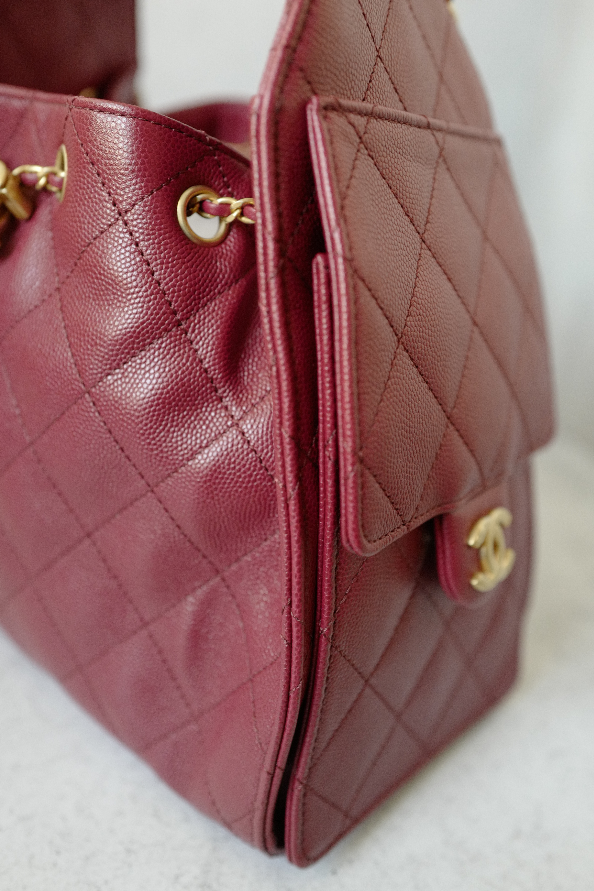 BNIB Chanel 25K Small Hobo Bag Red Grained Calfskin with Gold Hardware