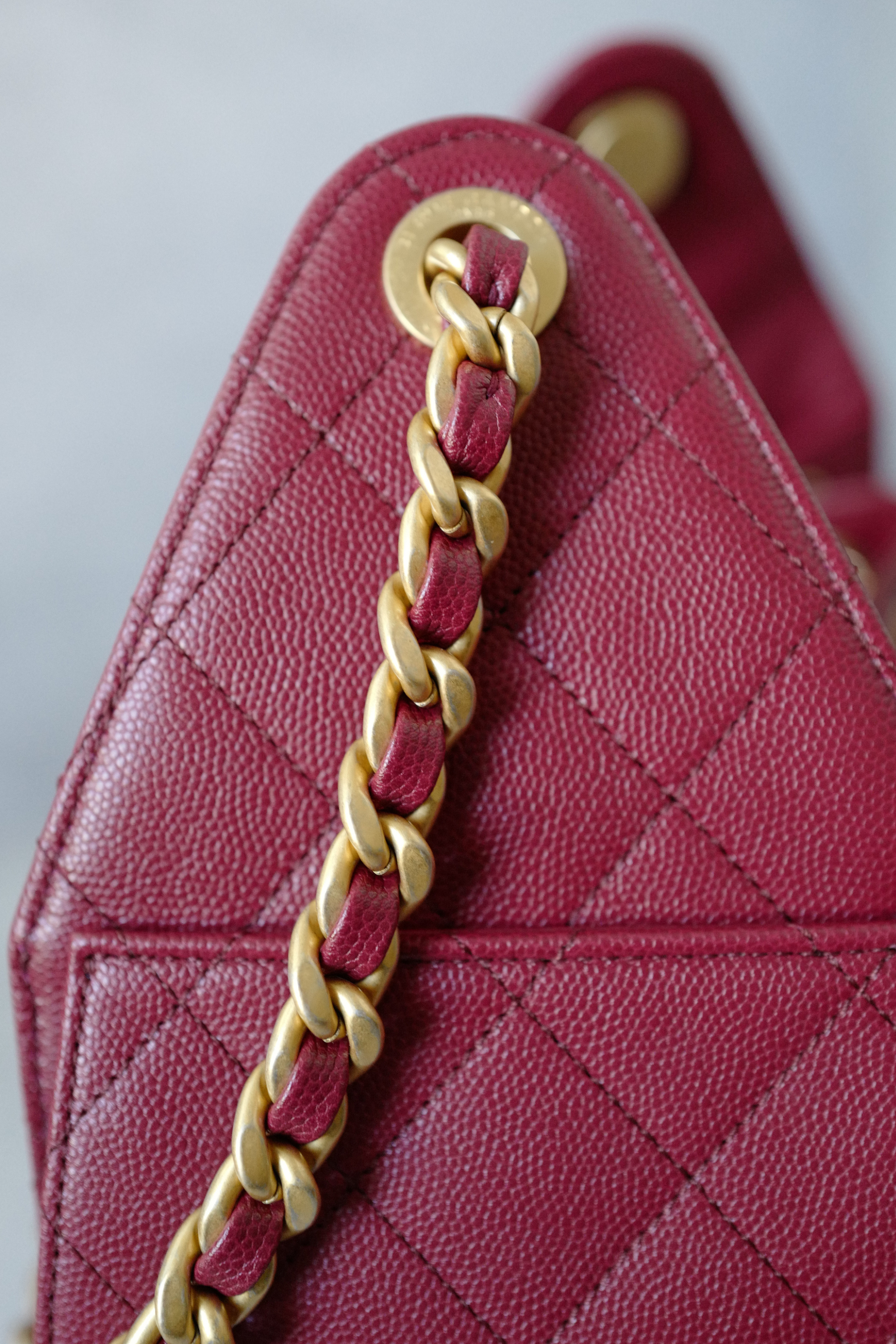 BNIB Chanel 25K Small Hobo Bag Red Grained Calfskin with Gold Hardware