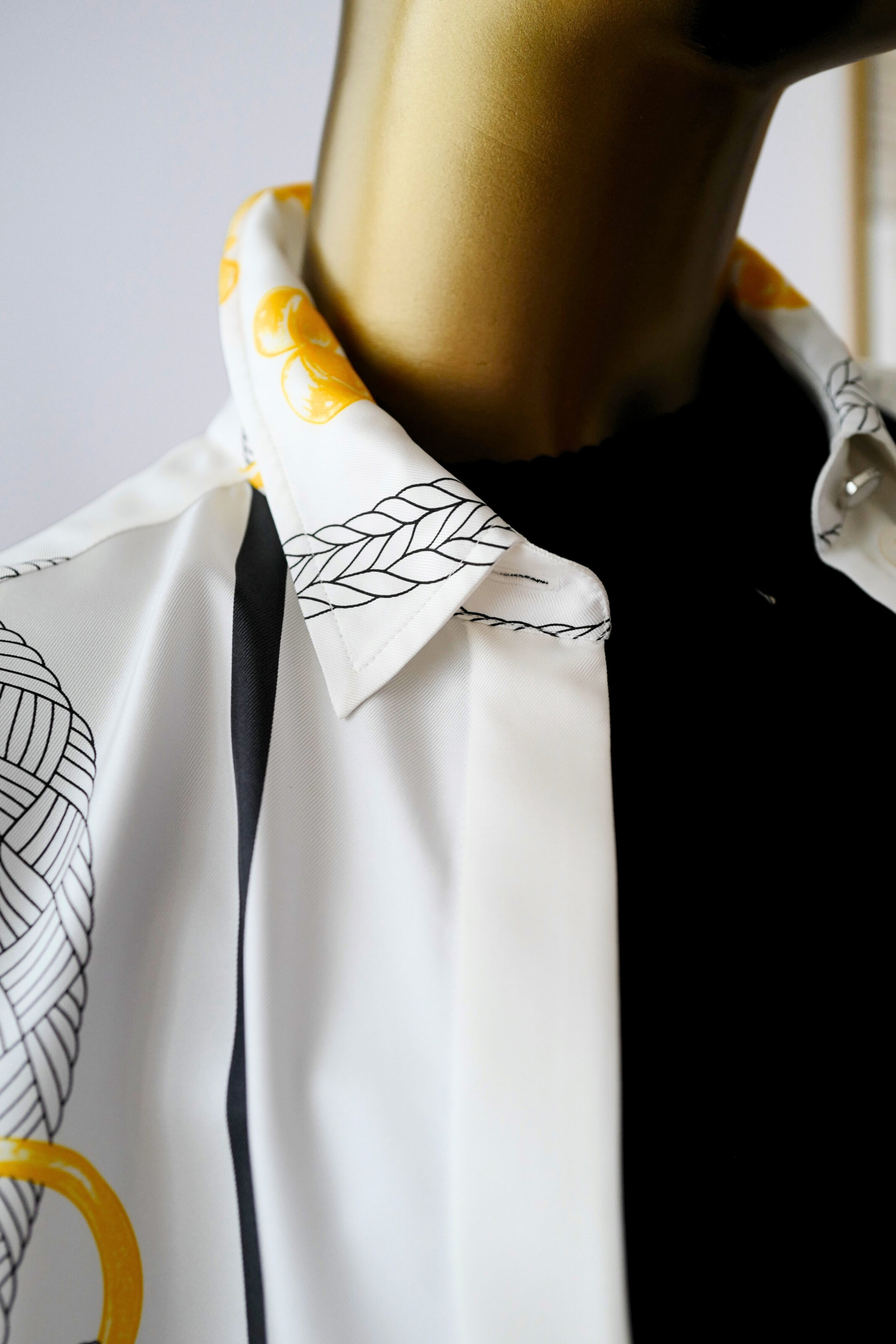 NEW Hermès "Palefroi Remix" Shirt Dress Blanc Nacre Silk Size 36
