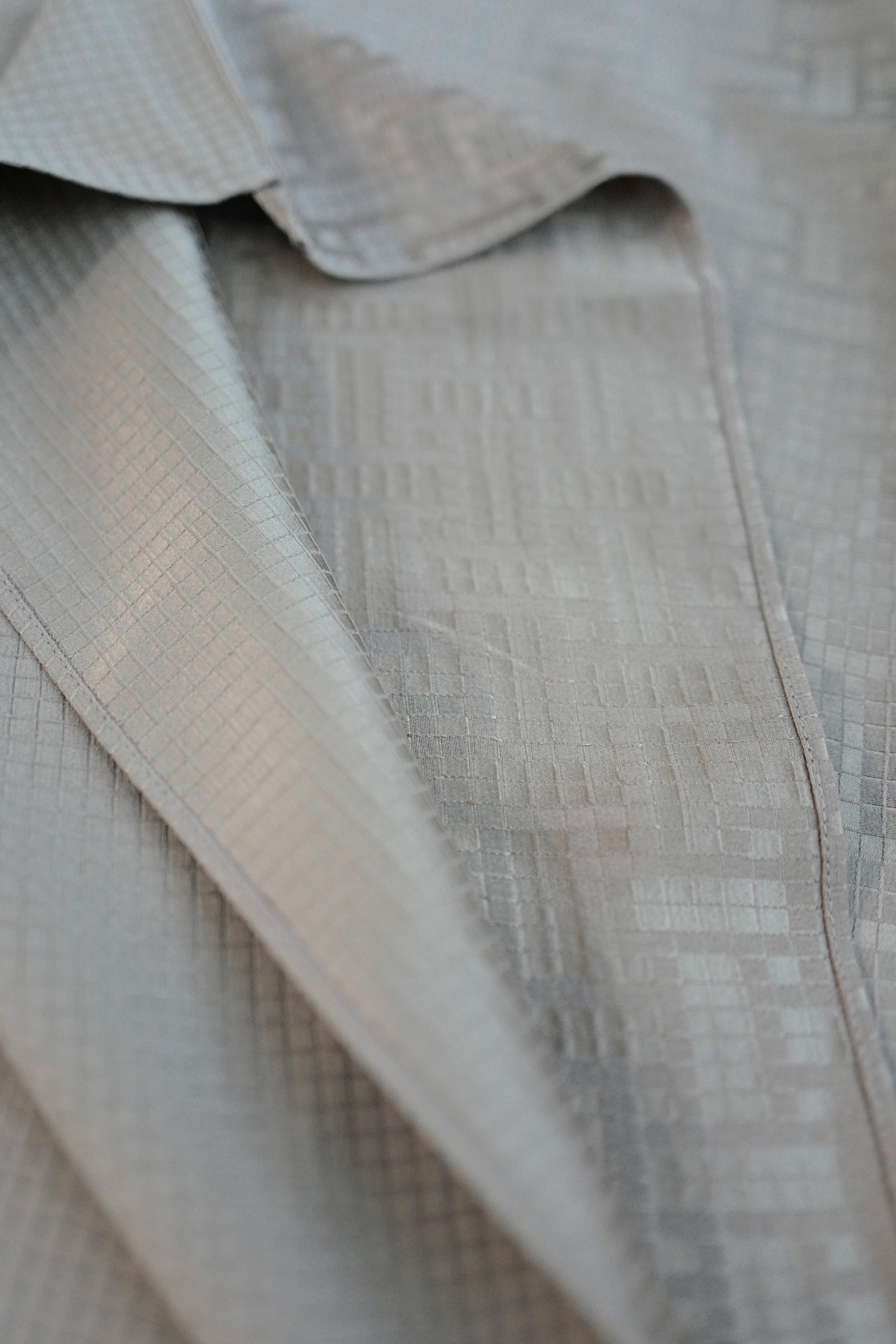 NEW Hermès Mosaique Belted Caftan Dress in Jacquard Silk Gris Étoupe Size 36