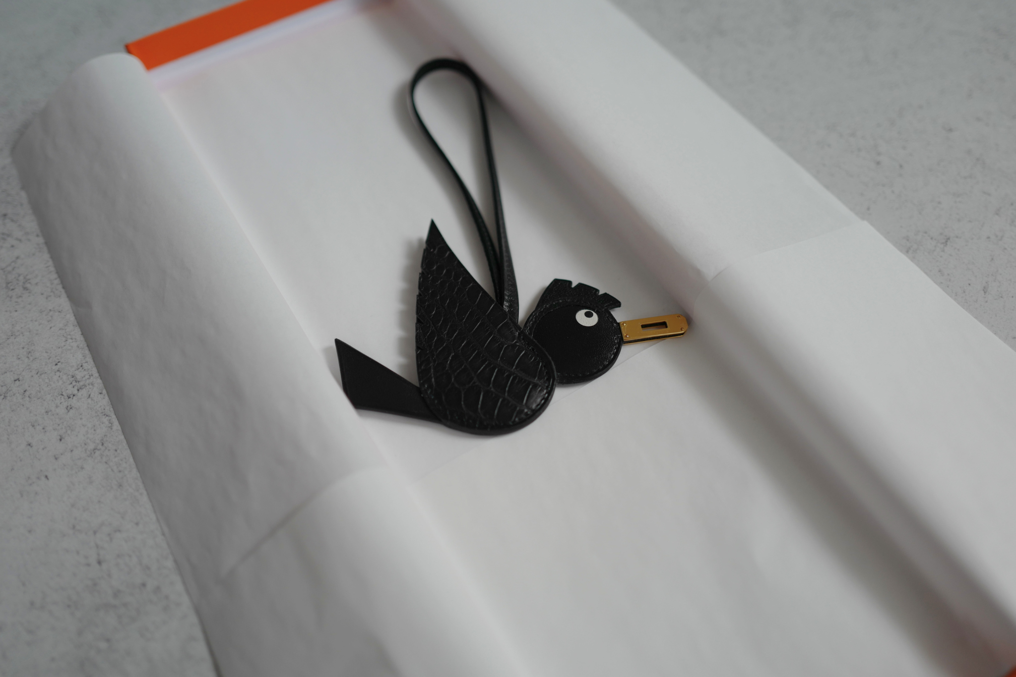 Hermès Birdy Charm Black Matte Alligator Epsom Calfskin Gold Hardware