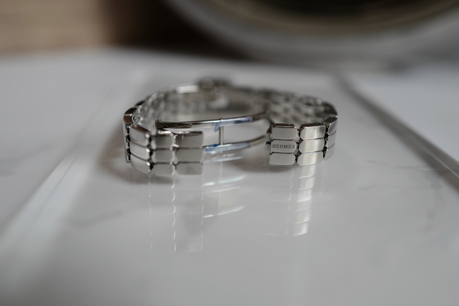 BNIB Hermes Kelly Watch Mini Model, 16 mm, Diamond Stainless Steel Bracelet