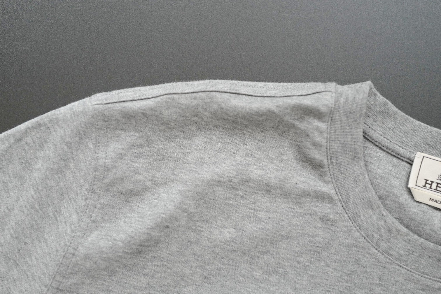 NEW Hermès Men’s T-Shirt Gray Cotton Short Sleeve Size L Logo Casual Top