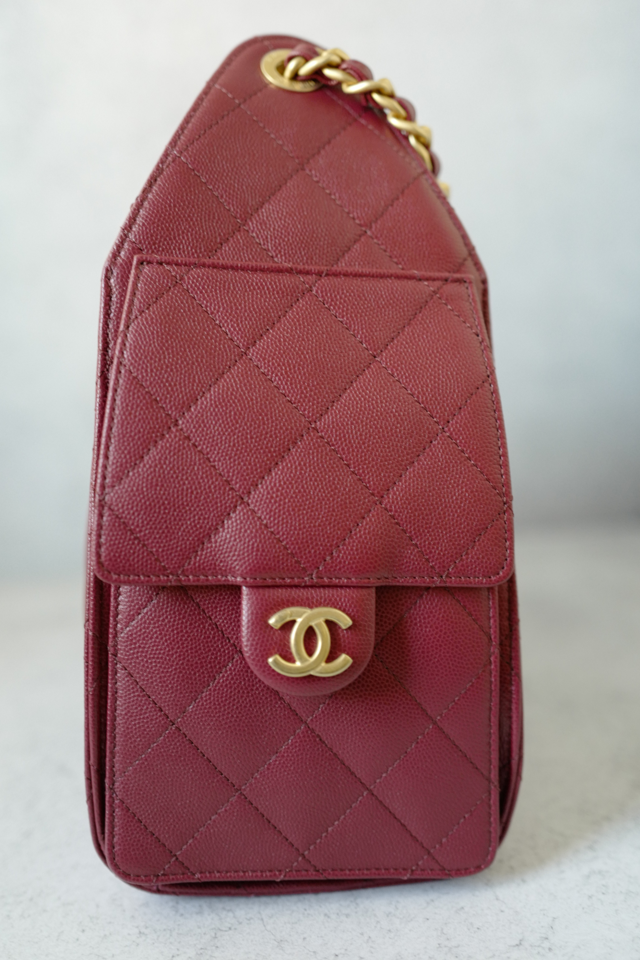 BNIB Chanel 25K Small Hobo Bag Red Grained Calfskin with Gold Hardware