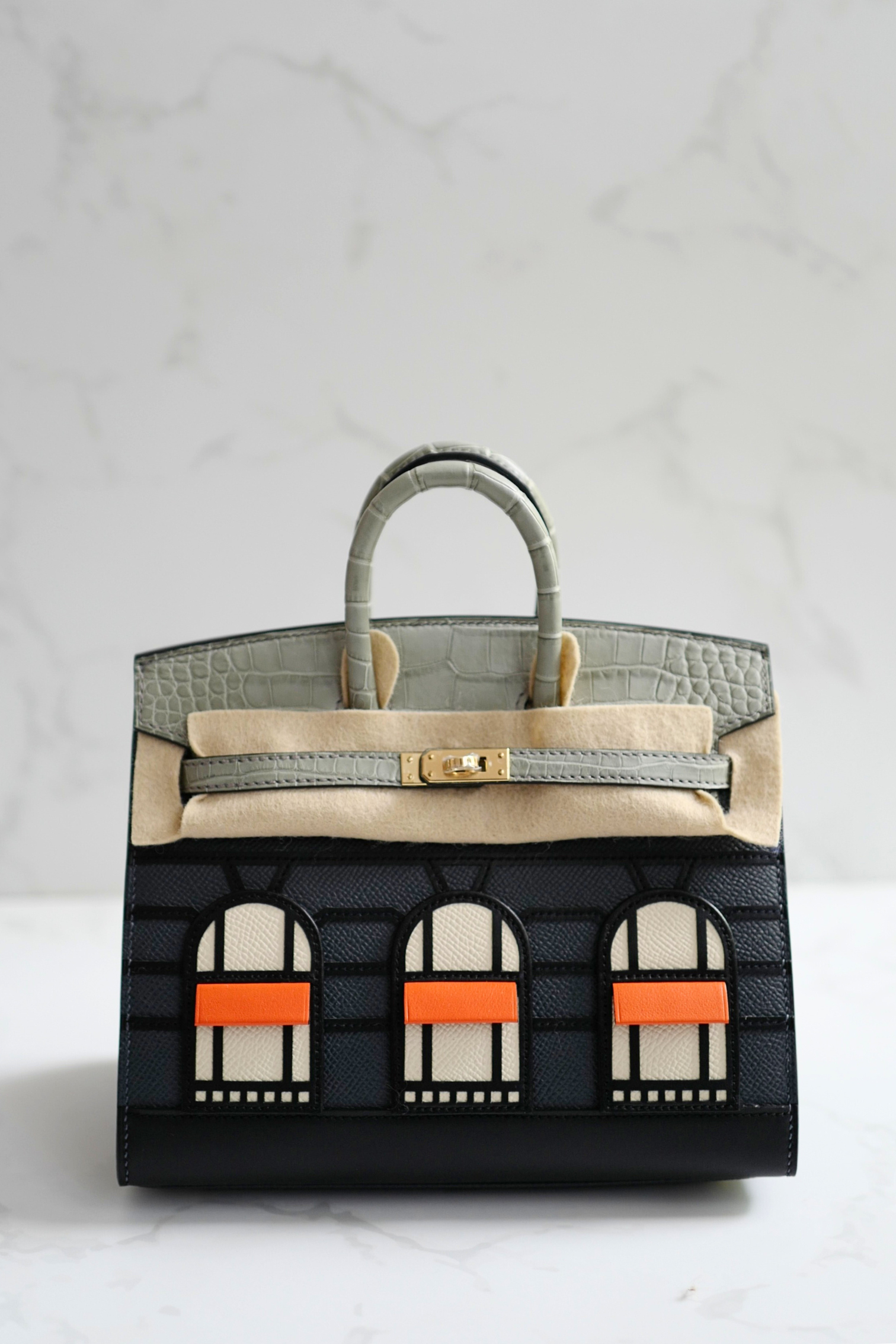 BNIB Hermès Birkin 20 Sellier Faubourg “Rainy Days” Alligator & Epsom Gris Misty PHW 2025