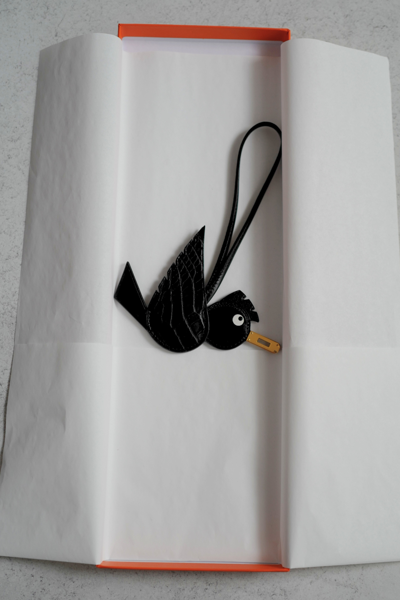Hermès Birdy Charm Black Matte Alligator Epsom Calfskin Gold Hardware