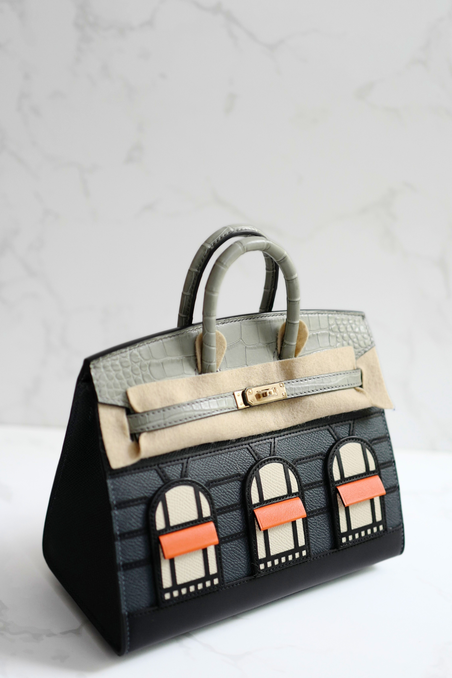 BNIB Hermès Birkin 20 Sellier Faubourg “Rainy Days” Alligator & Epsom Gris Misty PHW 2025