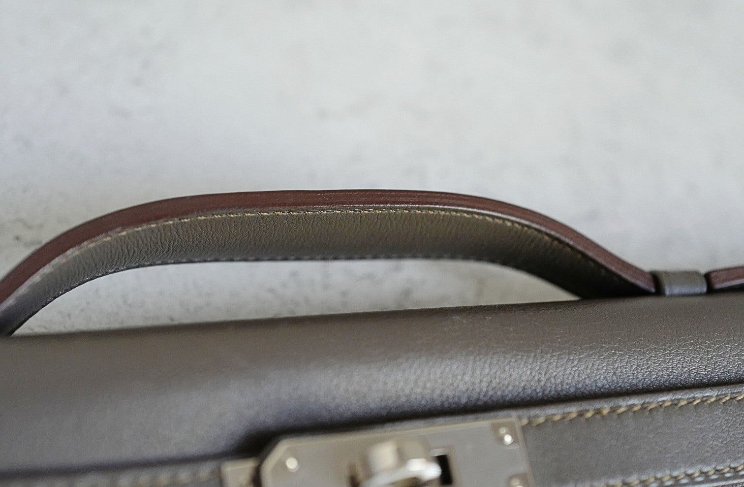 Hermès Kelly Cut Etain Swift Leather Palladium Hardware Preowned Clutch