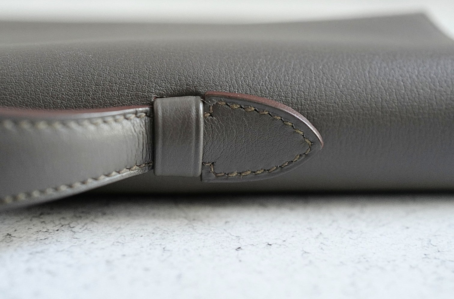 Hermès Kelly Cut Etain Swift Leather Palladium Hardware Preowned Clutch