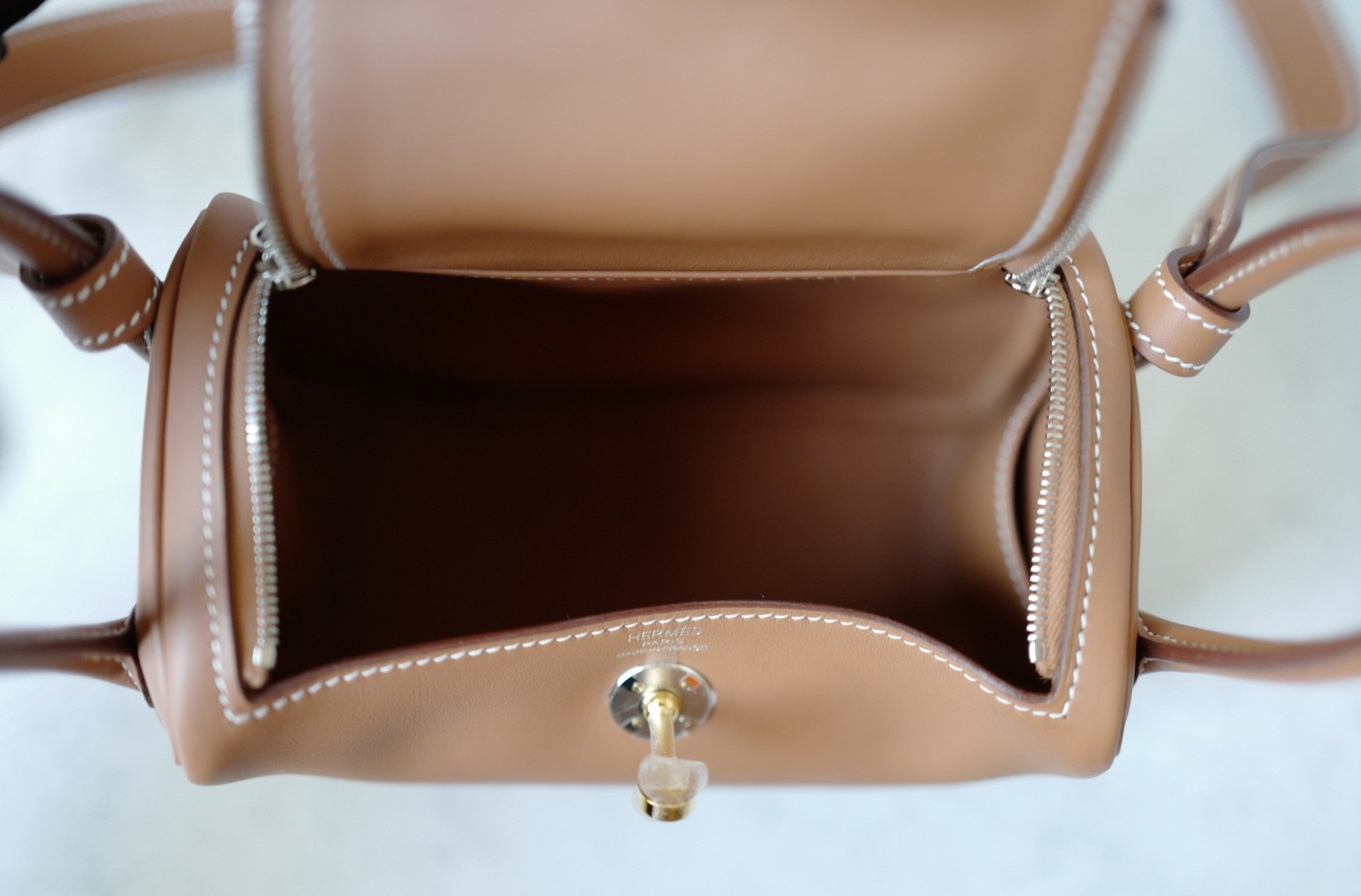 BNIB Hermès Lindy Mini II Bag Swift Leather Gold 37 Electrum Silver/Gold Hardware
