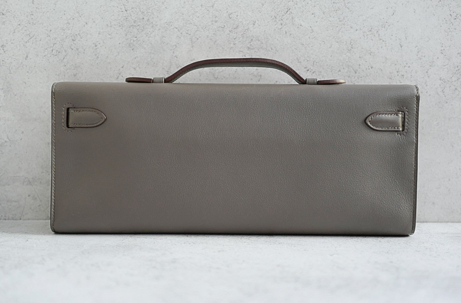 Hermès Kelly Cut Etain Swift Leather Palladium Hardware Preowned Clutch