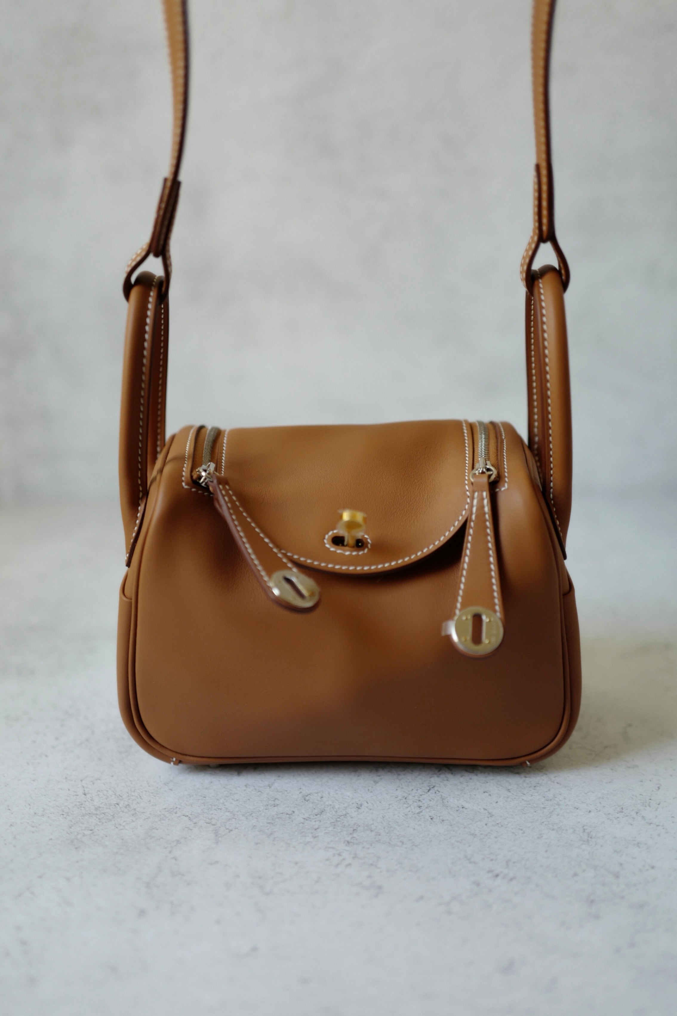 BNIB Hermès Lindy Mini II Bag Swift Leather Gold 37 Electrum Silver/Gold Hardware