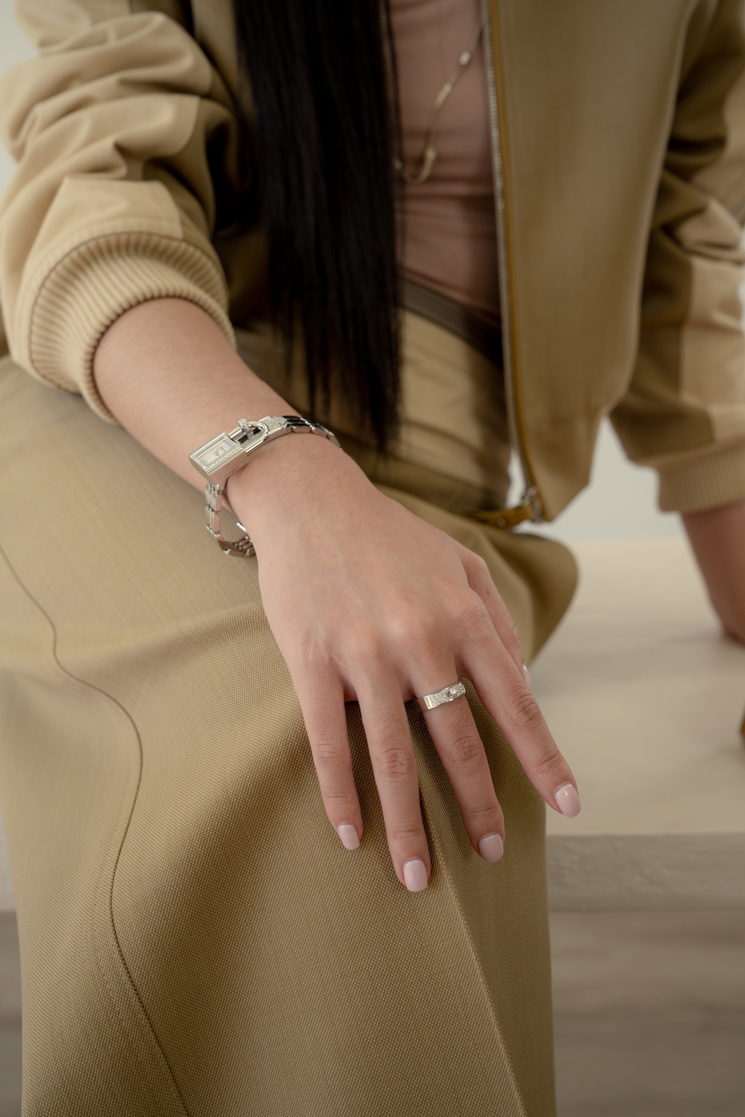 BNIB Hermes Kelly Ring in White Gold with Diamonds Size 50 $7500 Retail