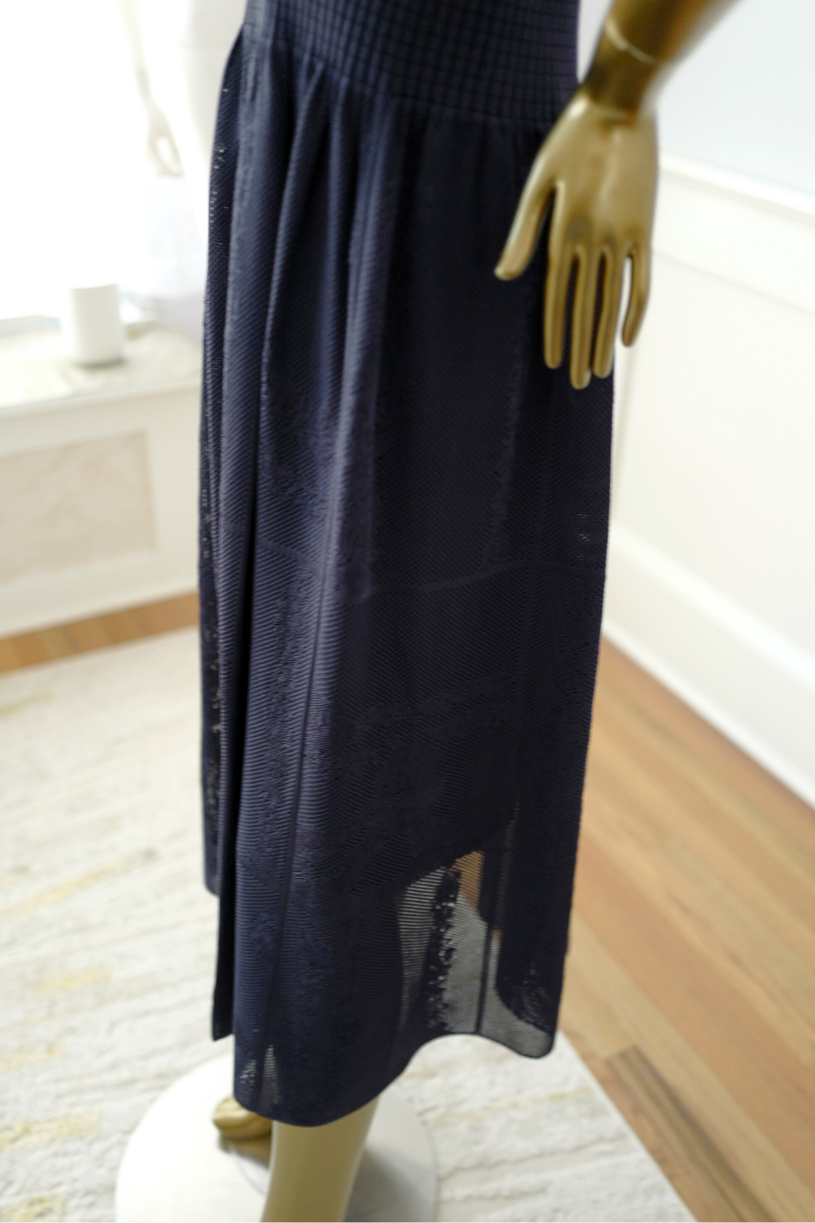 NEW Hermès En Désordre à Fleurs Long Dress Blue Noir Size 38