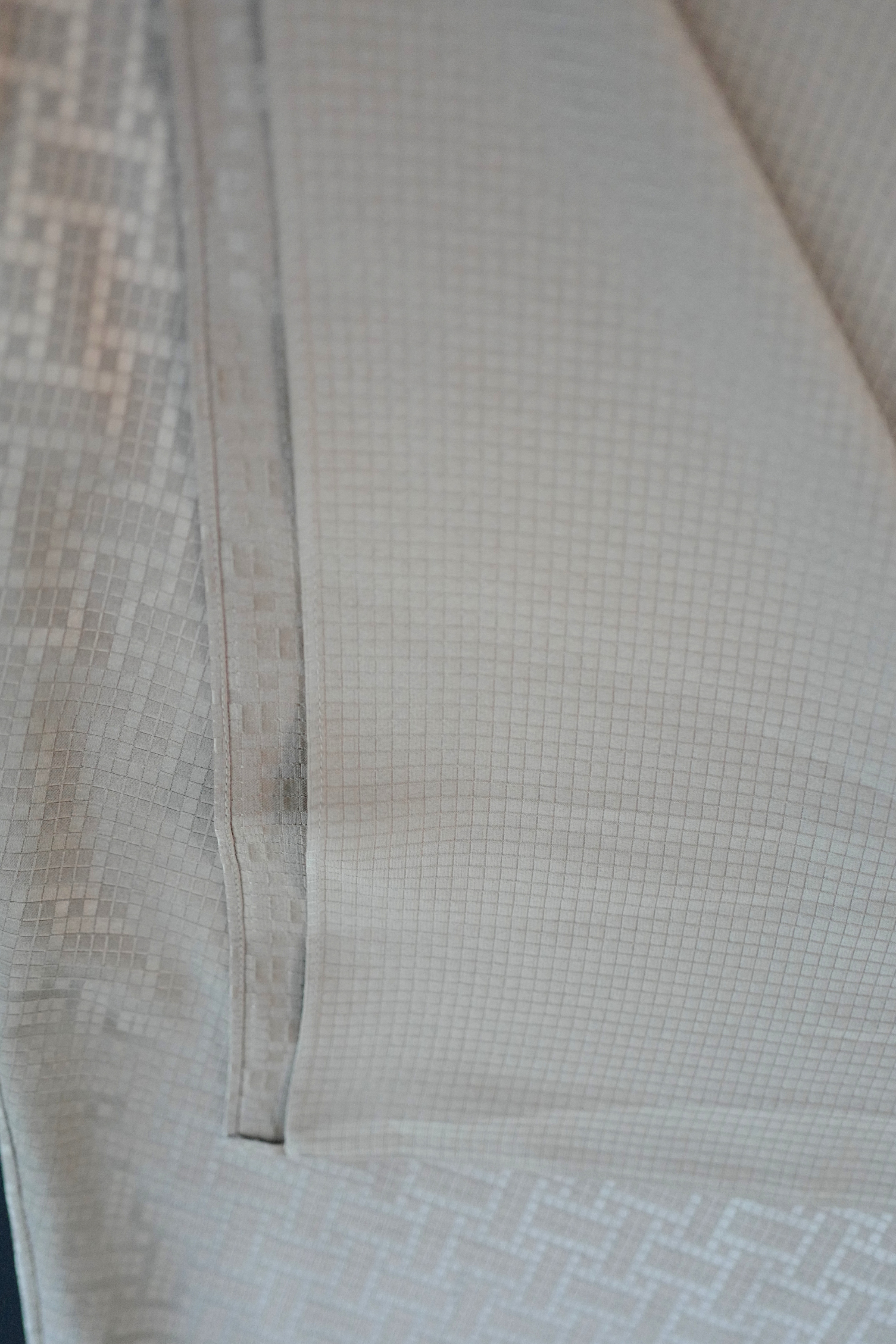 NEW Hermès Mosaique Belted Caftan Dress in Jacquard Silk Gris Étoupe Size 36