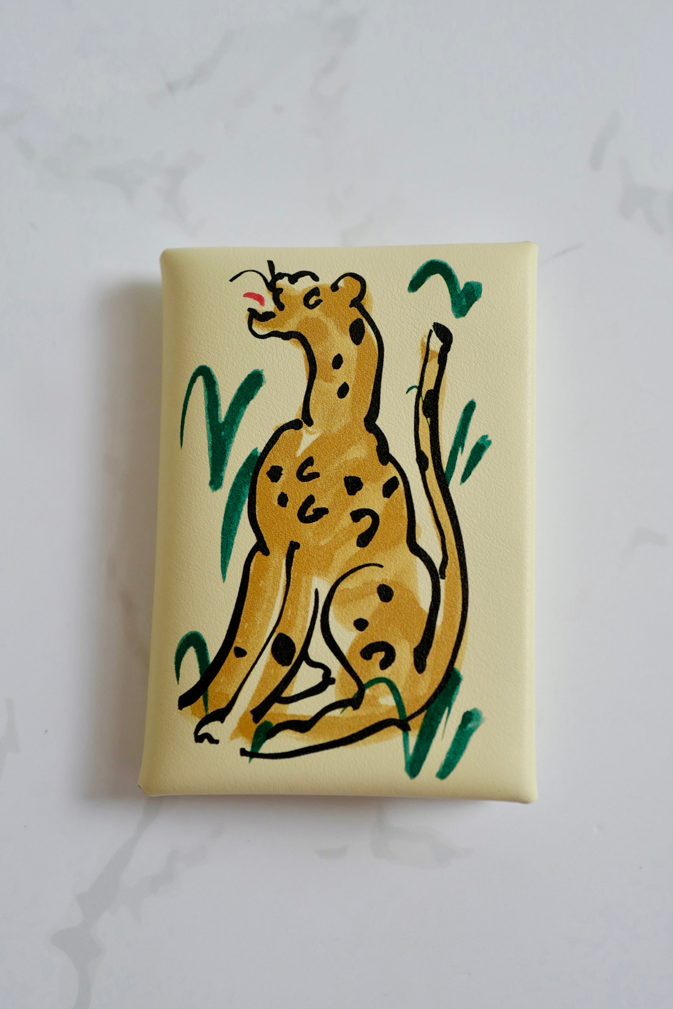 BNIB Hermes Calvi Duo in Spring Panther Veau Swift Card Holder PHW