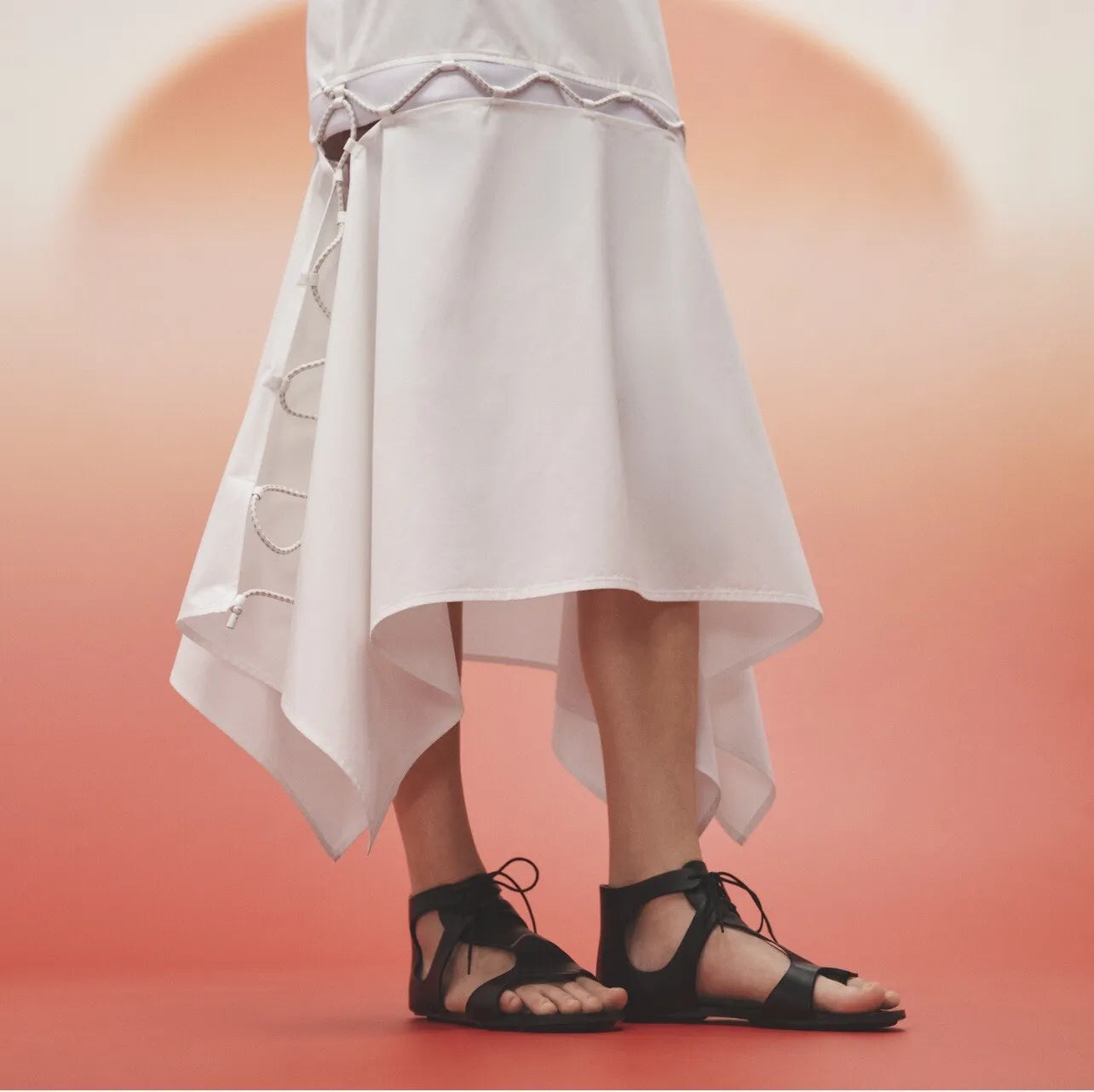 Hermes Robe évasée à étages Dress in Blanc White SS23 size 38 $3500 Store Price