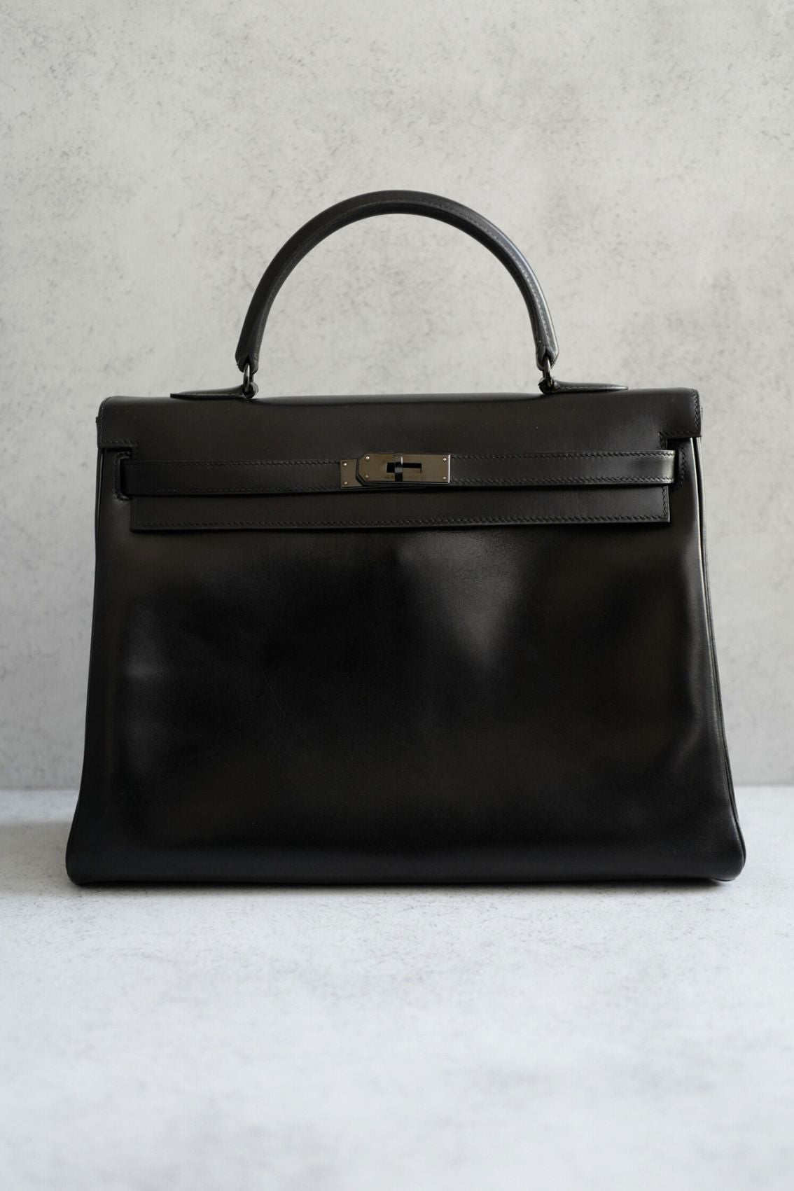 Hermès Kelly 35 So Black Box Calfskin with Black PVD Hardware Limited Edition