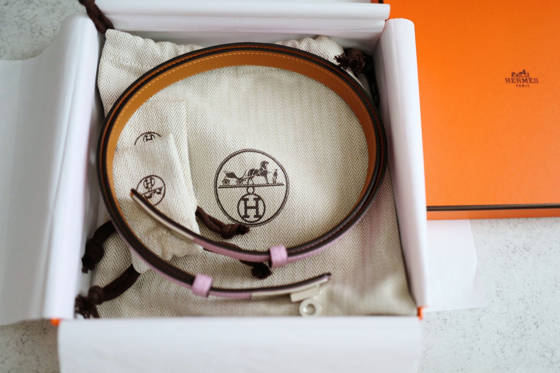BNIB Hermès Kelly 18 Belt Epsom in Mauve Sylvestre Palladium Hardware 2026