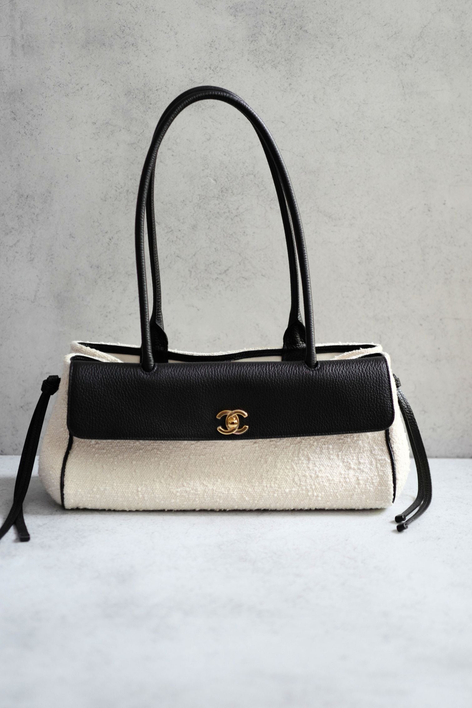 Chanel 26S Small Shopping Bag Matthieu Blazy Black/Ecru Tweed Leather SS26