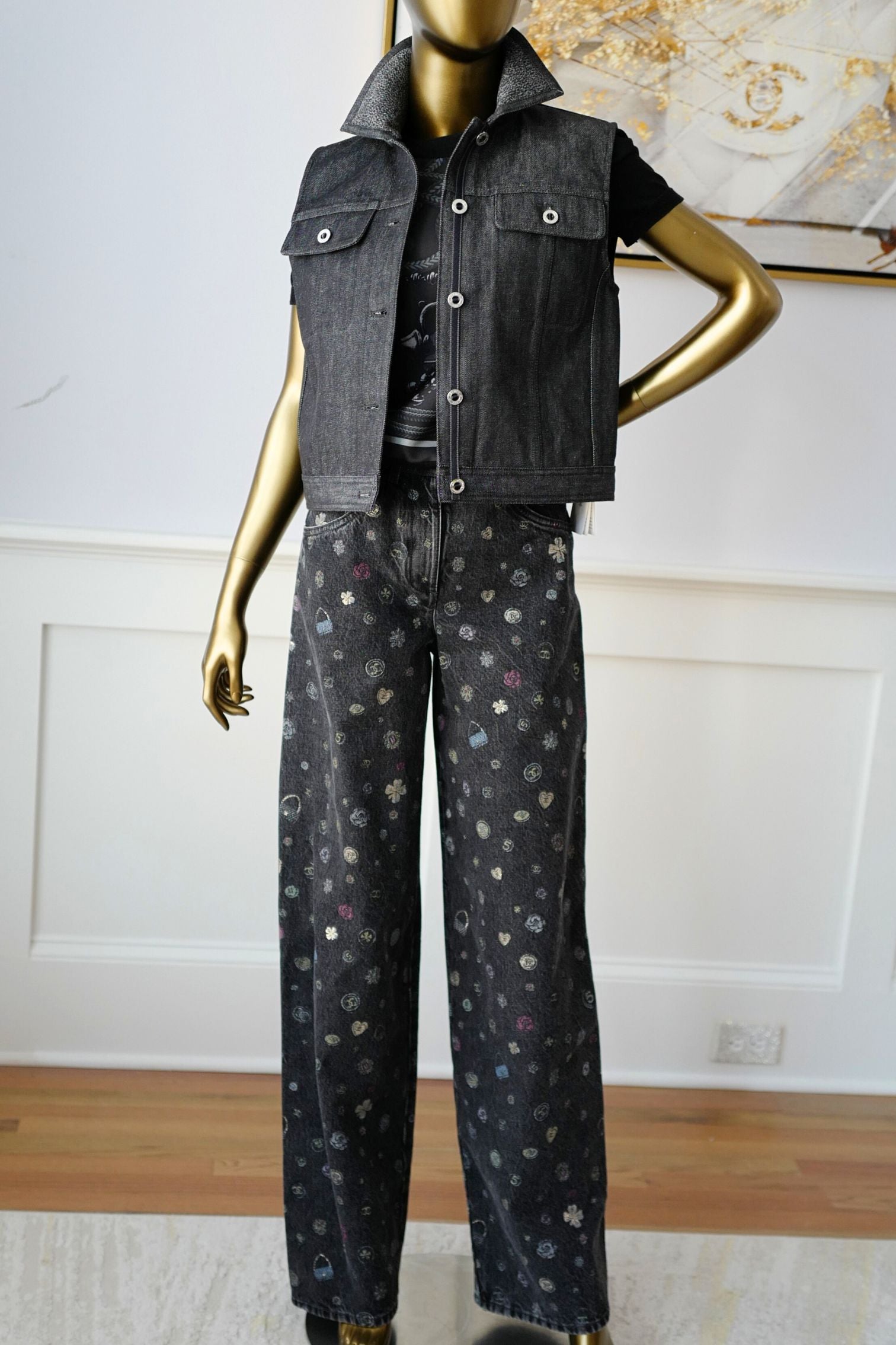 Hermès Sleeveless Vest Jacket Natural Pigment Denim Gris Carbone Size 38